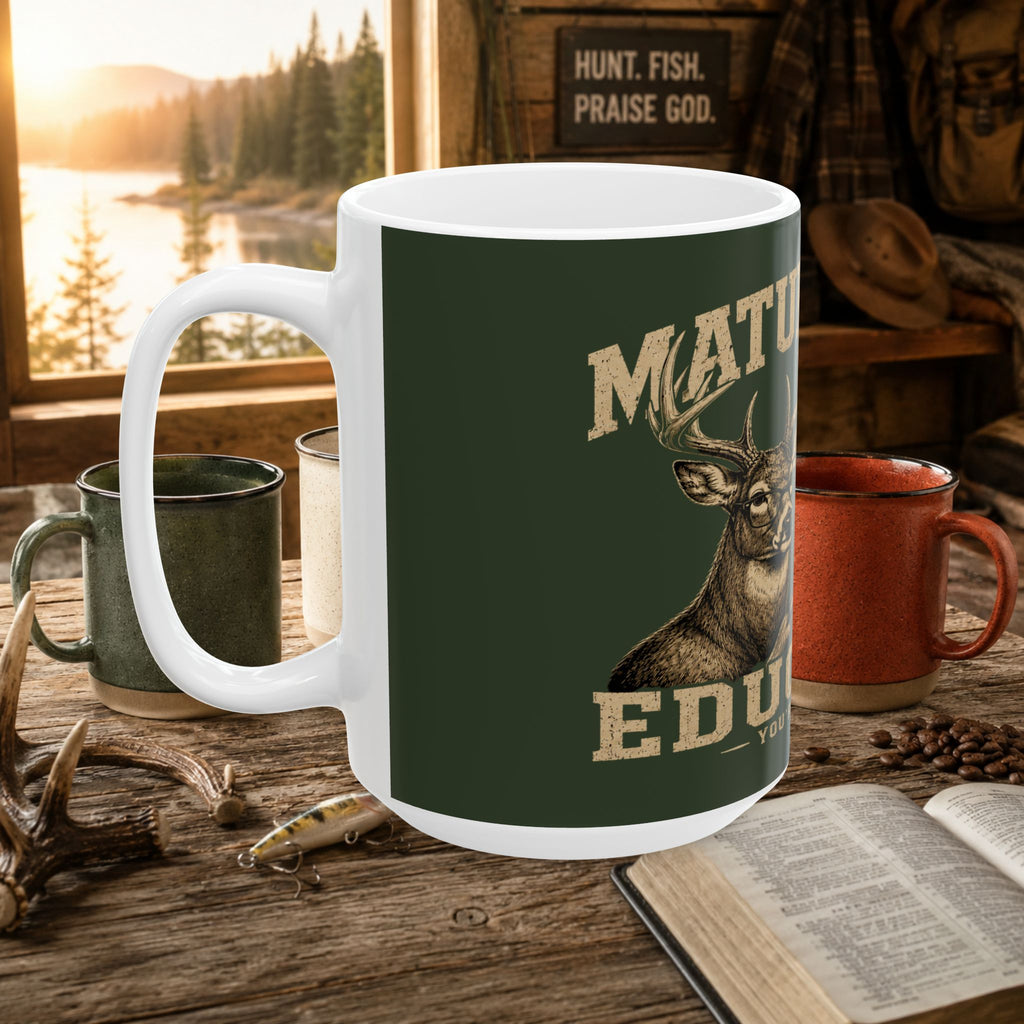 Mature Buck Educator Deer Hunting Coffee Mug – 15oz Ceramic