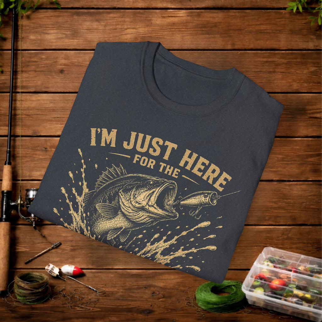 Fishing T-Shirt — "I'm Just Here for the Topwater Blowups" Graphic Tee