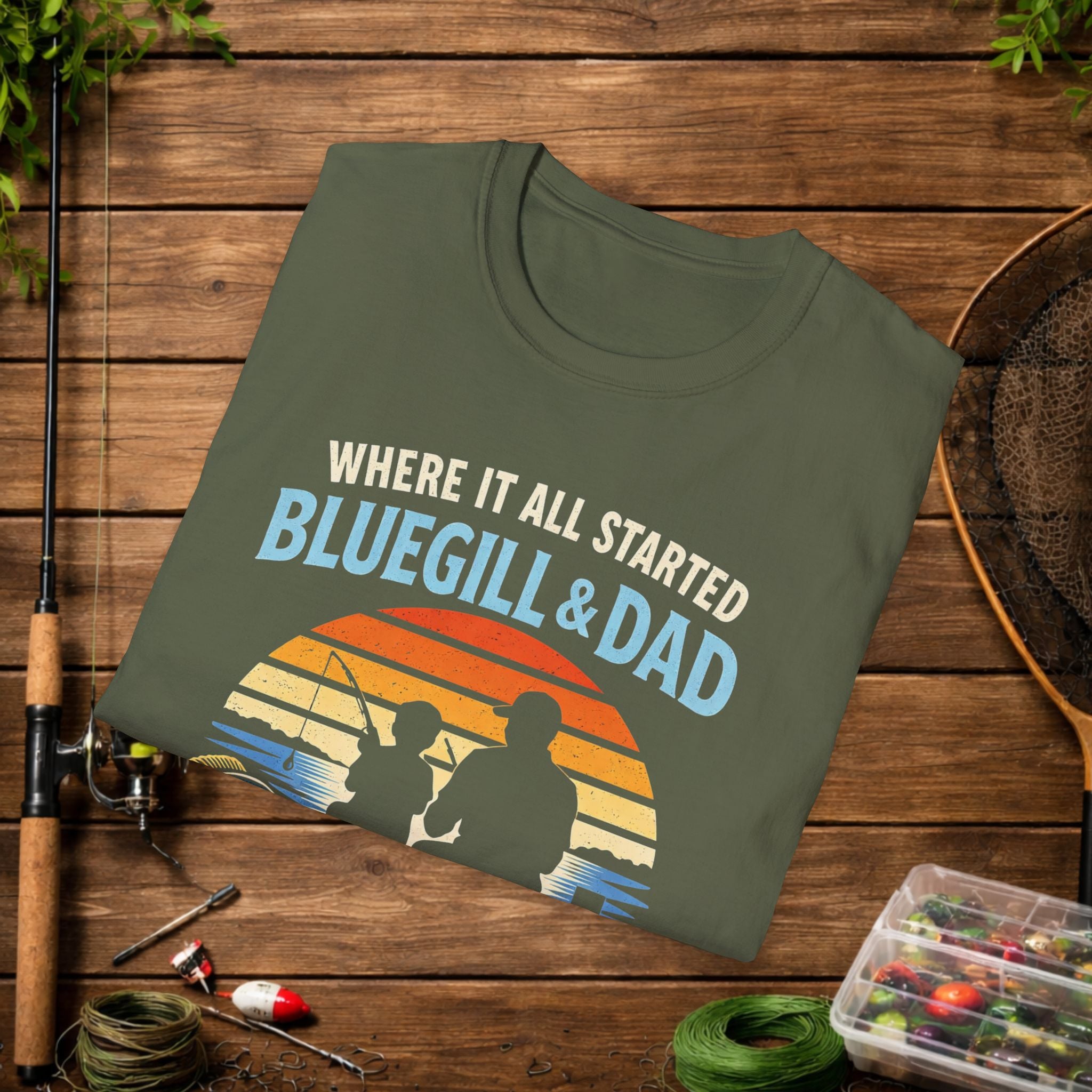 Fishing Dad T-Shirt - "Where It All Started: Bluegill & Dad" Father & Son Fishing Tee