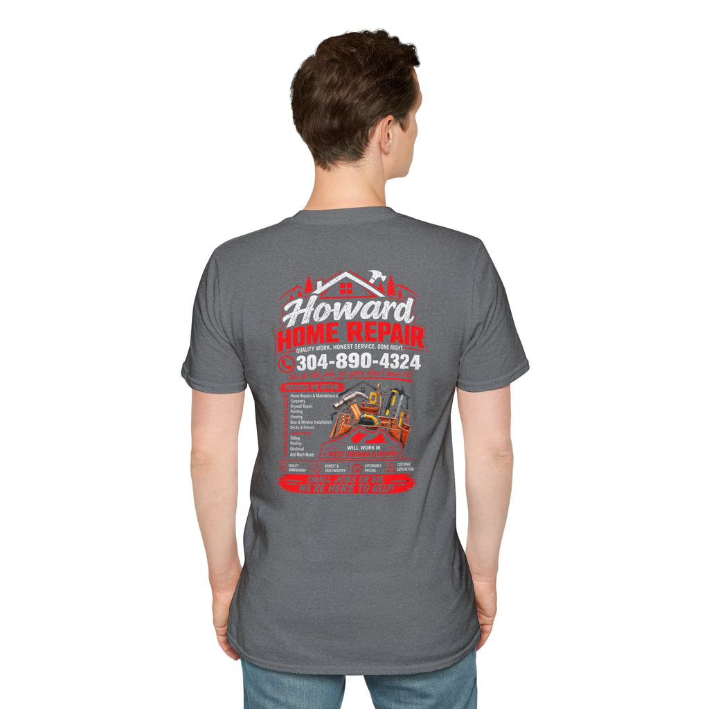 Home Repair T-Shirt — Howard Home Repair Crew Tee with Phone Number