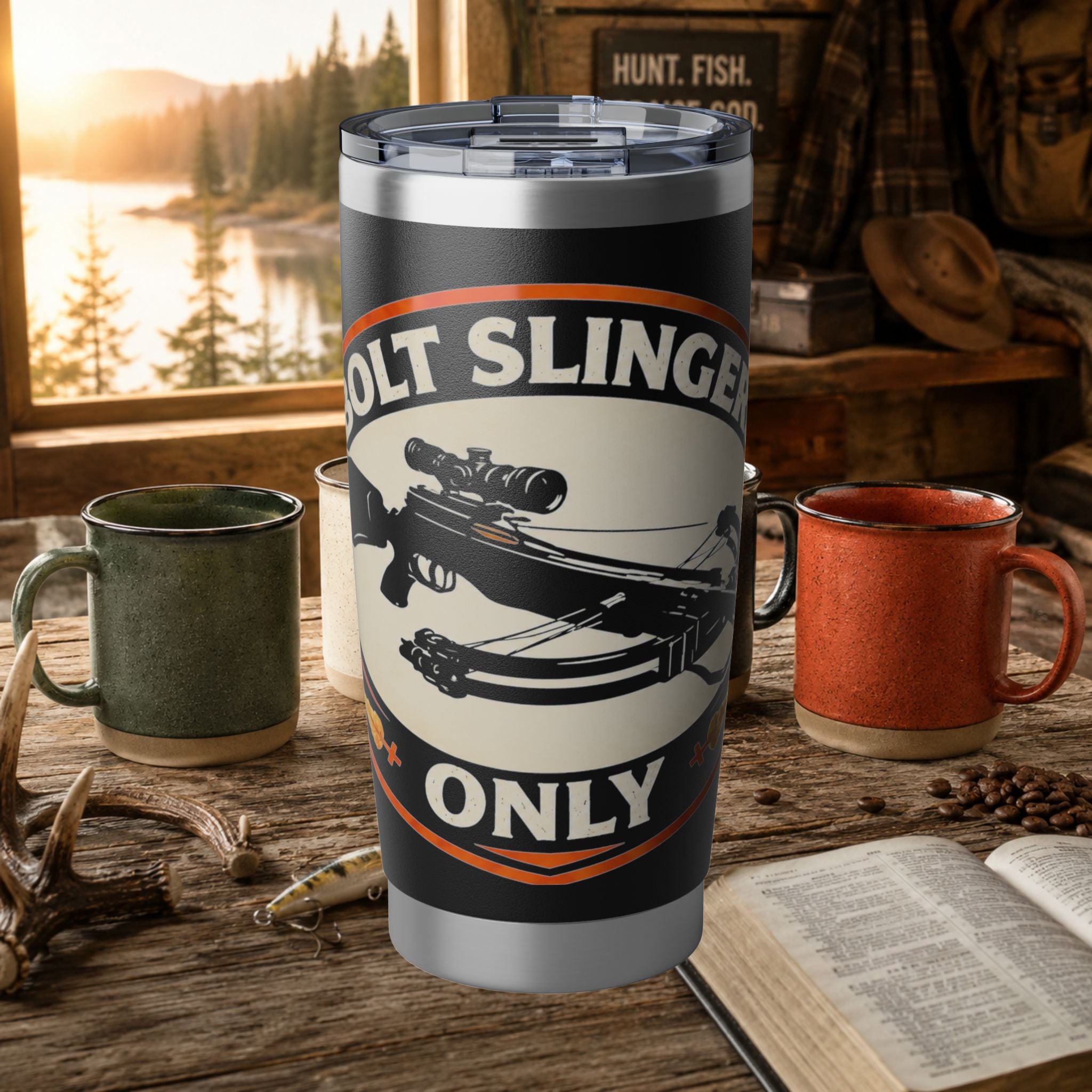 Bolt Slinger Only 20oz Insulated Tumbler – Crossbow Hunting Travel Mug | Gift for Hunters