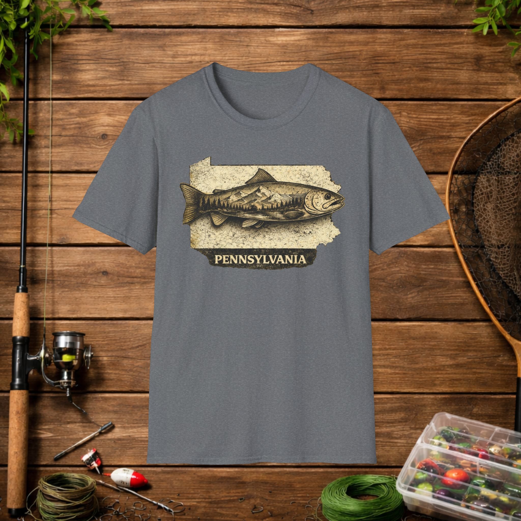 Pennsylvania Trout Fishing Shirt – Vintage PA Trout Angler Tee – Fly Fishing Apparel – Keystone State Fisherman Gift