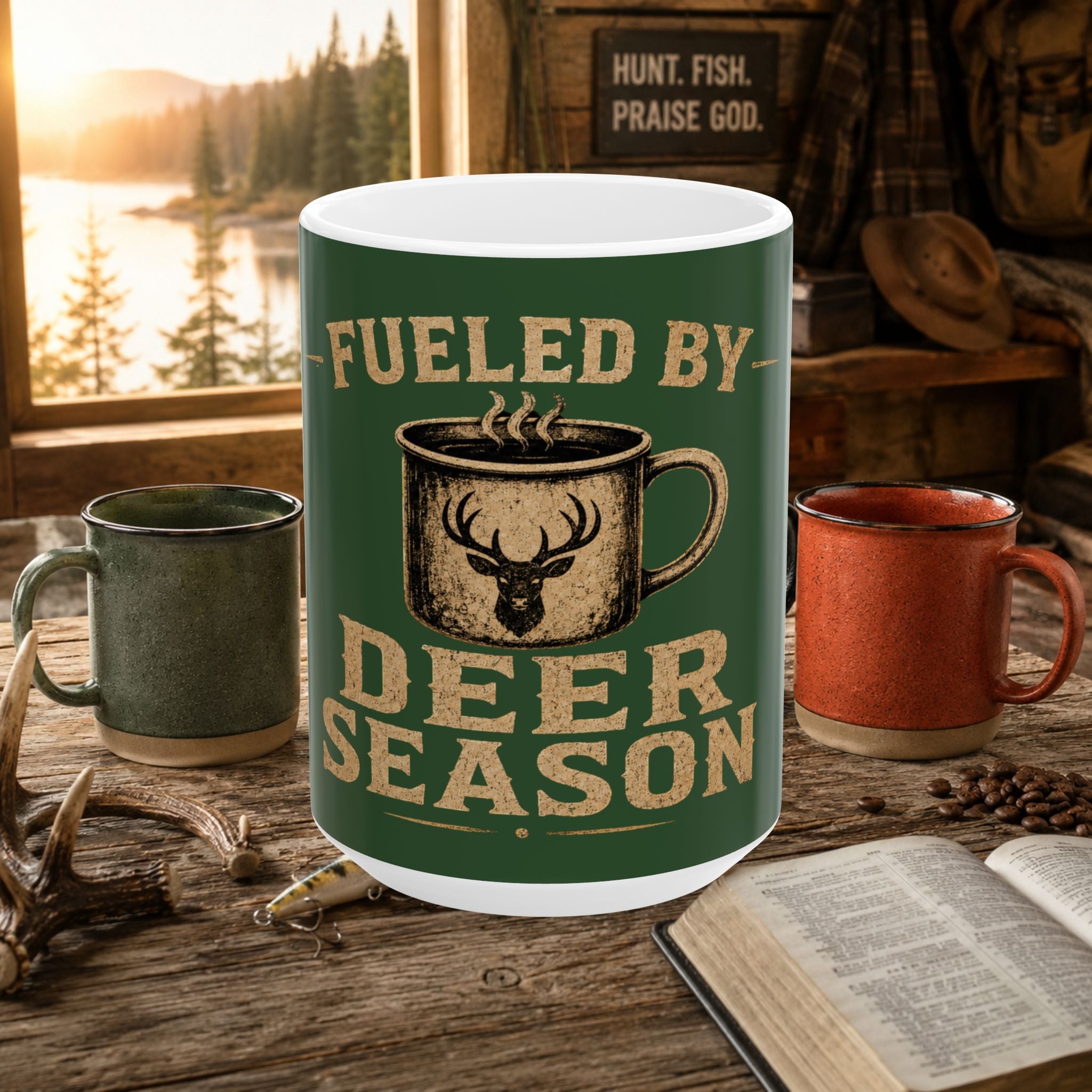 Fueled By Deer Season Ceramic Mug — Hunting Coffee Cup (11oz, 15oz)