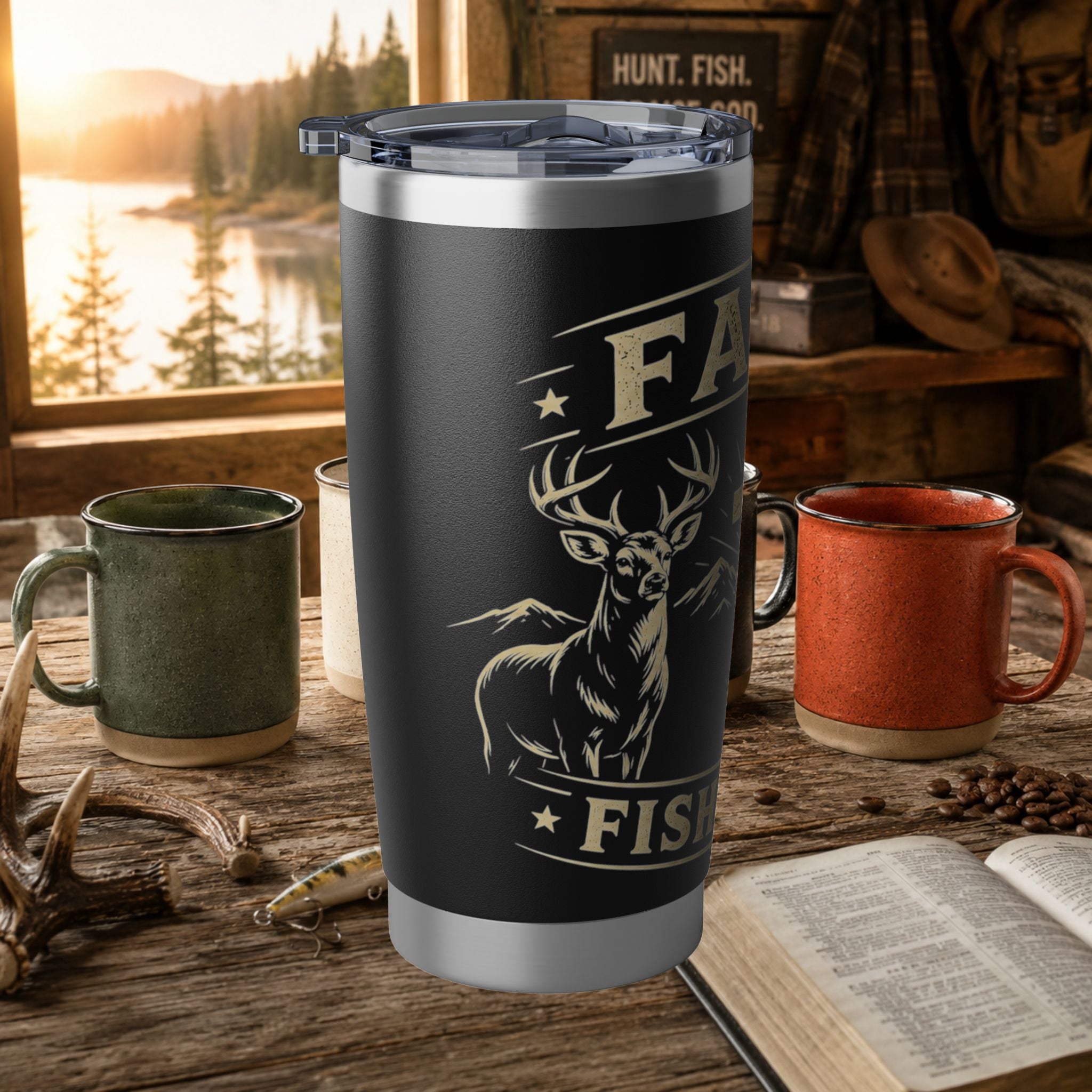 Faith Hunt Fish Vagabond 20oz Tumbler — Religious Hunting & Fishing Insulated Travel Mug