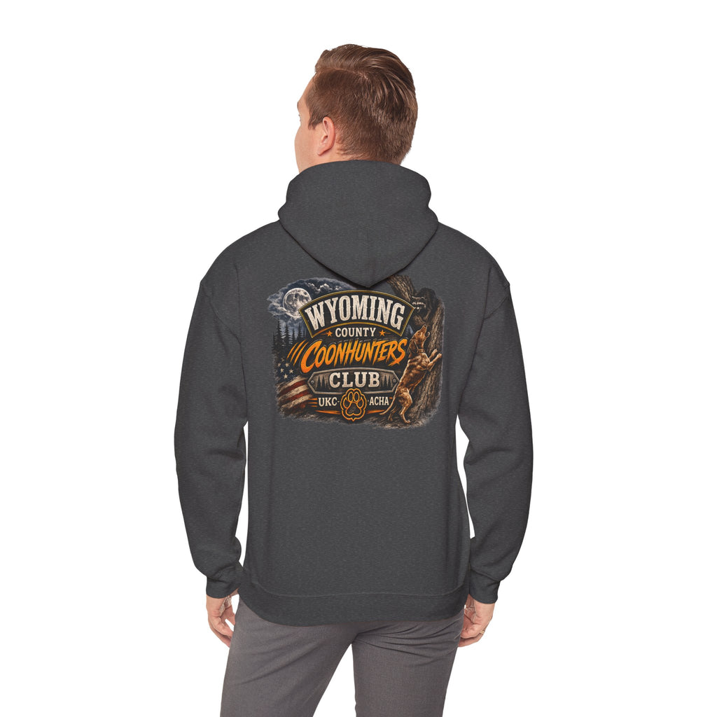 Wyoming Coonhunters Club Hoodie – Dual print badge front/banner back