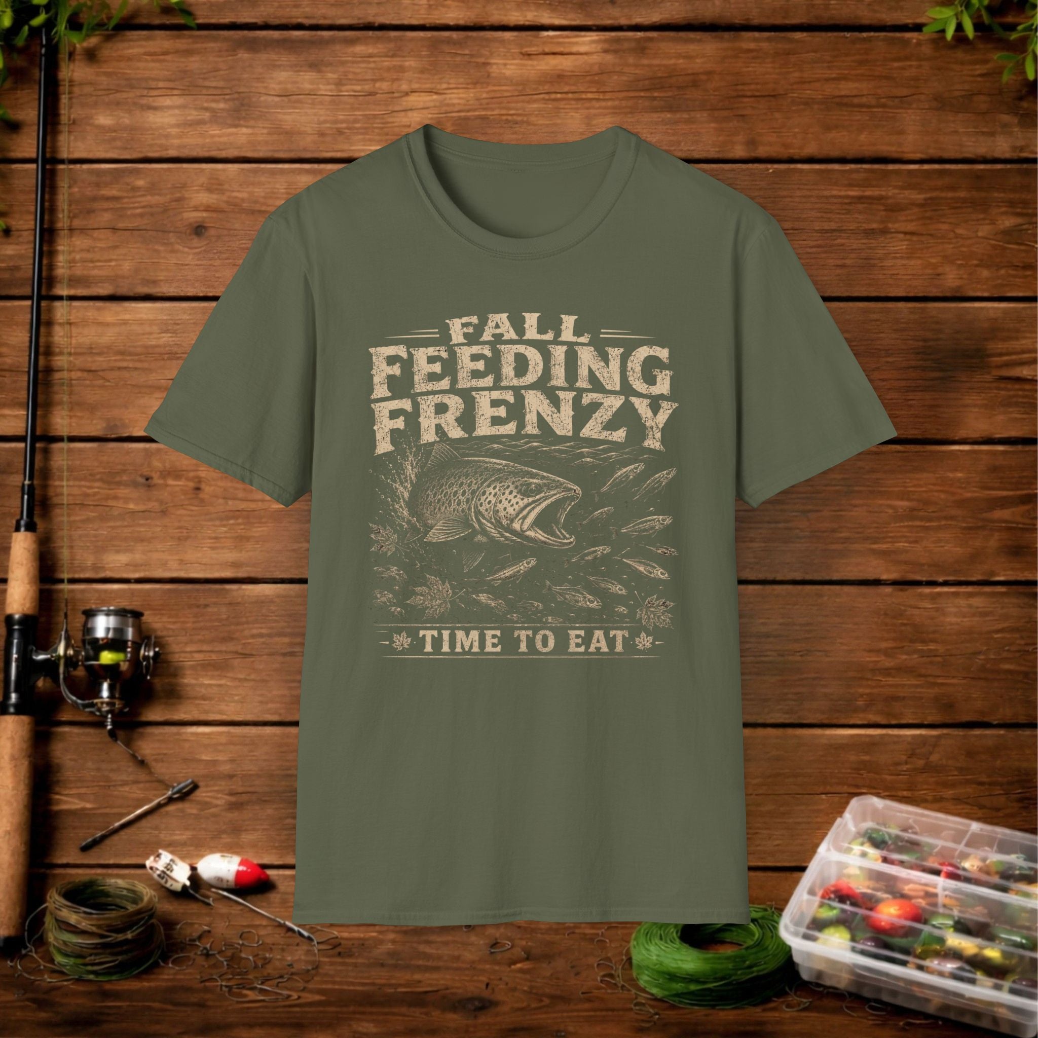 Fall Feeding Frenzy Fishing T‑Shirt — Time to Eat Angler Tee