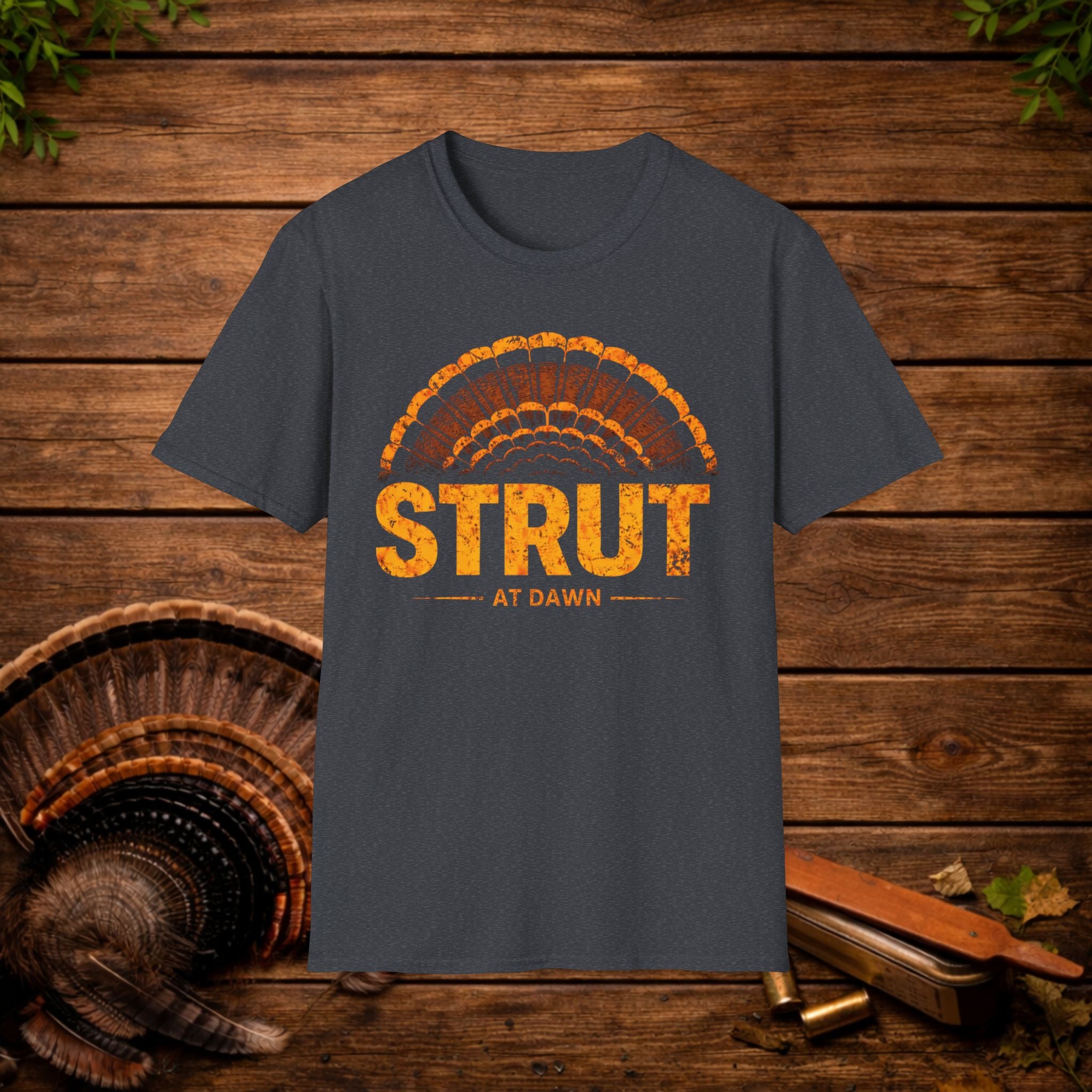 Strut at Dawn Turkey Hunting Shirt – Minimal Gobbler Tail Tee – Spring Turkey Season Hunter Shirt – Vintage Hunting Apparel