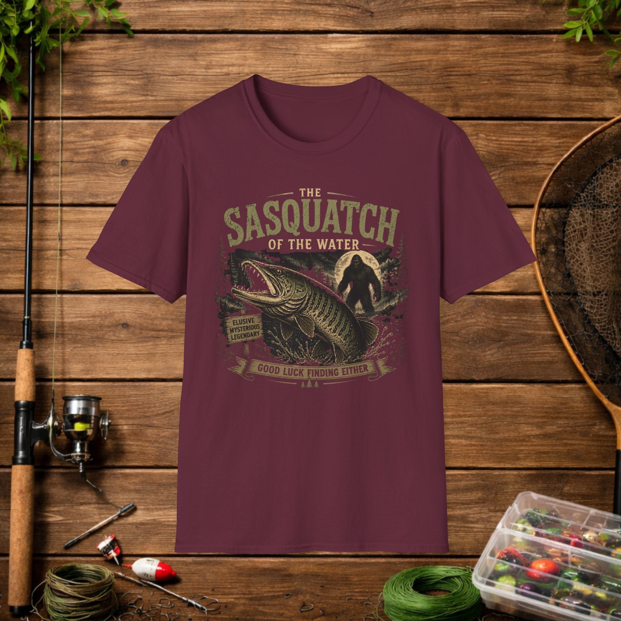 Sasquatch of the Water T-Shirt — Fishing Monster Graphic Tee