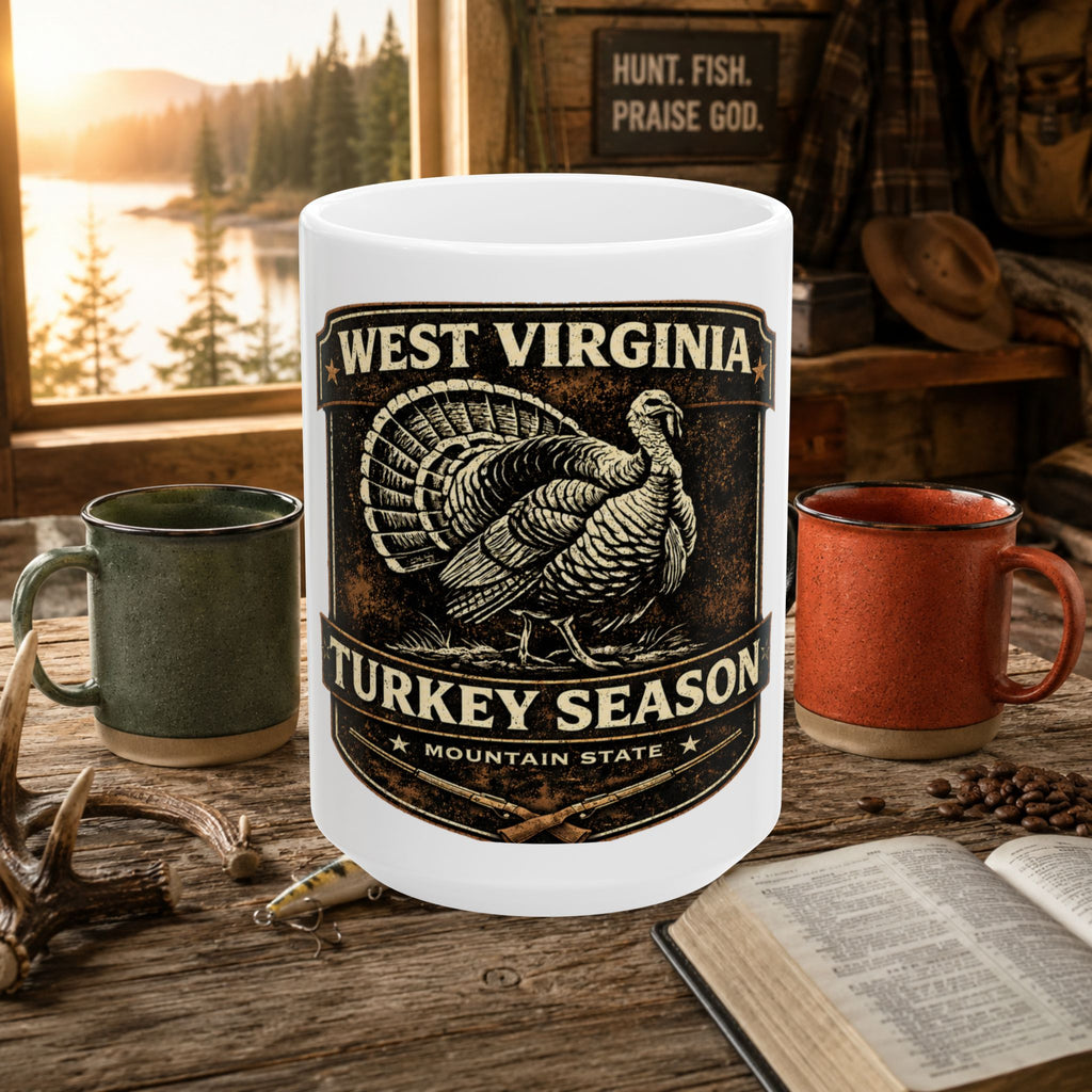 West Virginia Turkey Season Hunting Coffee Mug – 15oz Ceramic