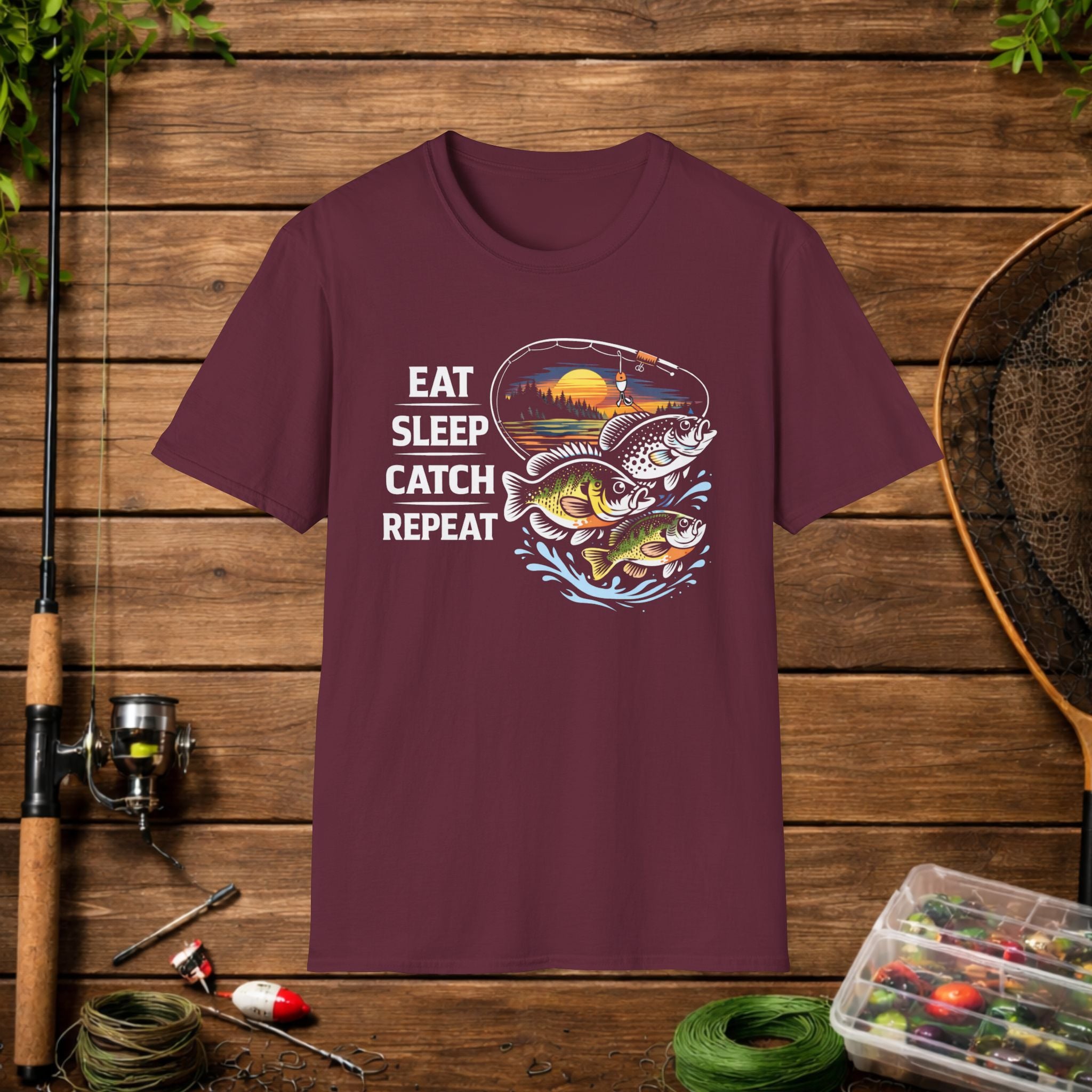 Eat Sleep Catch Repeat Panfish Fishing T-Shirt – Bluegill Crappie Sunfish Angler Tee