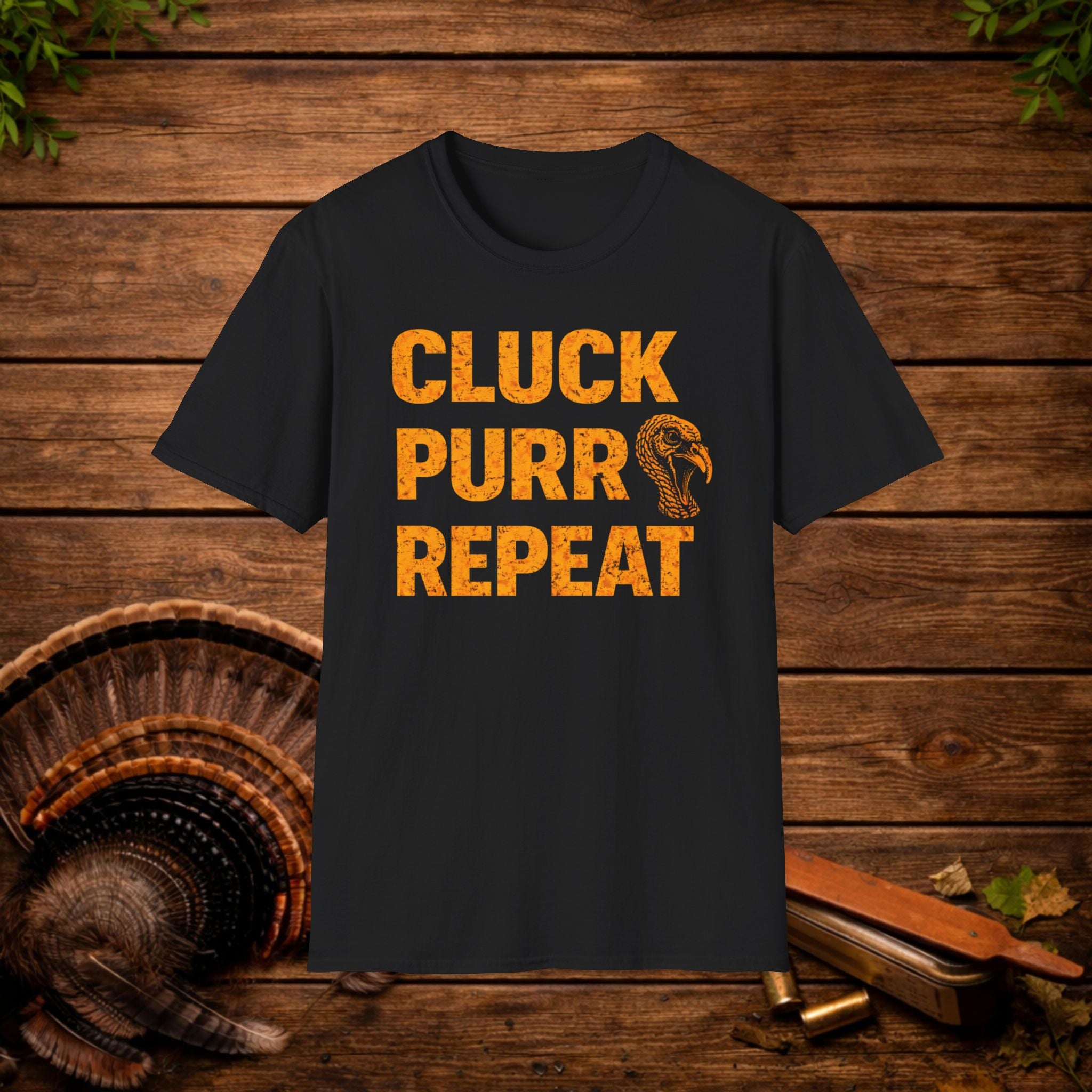 Cluck Purr Repeat Turkey Hunting Shirt – Turkey Calling Tee – Spring Turkey Season Hunter Shirt – Gobbler Hunting Apparel