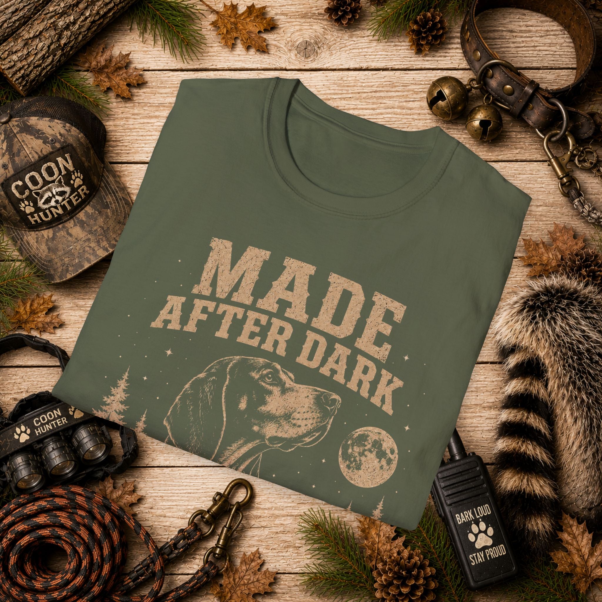 Made After Dark Coonhunter T-Shirt | Vintage Night Hunting Coonhound Tee | Wild Wonderful Wear