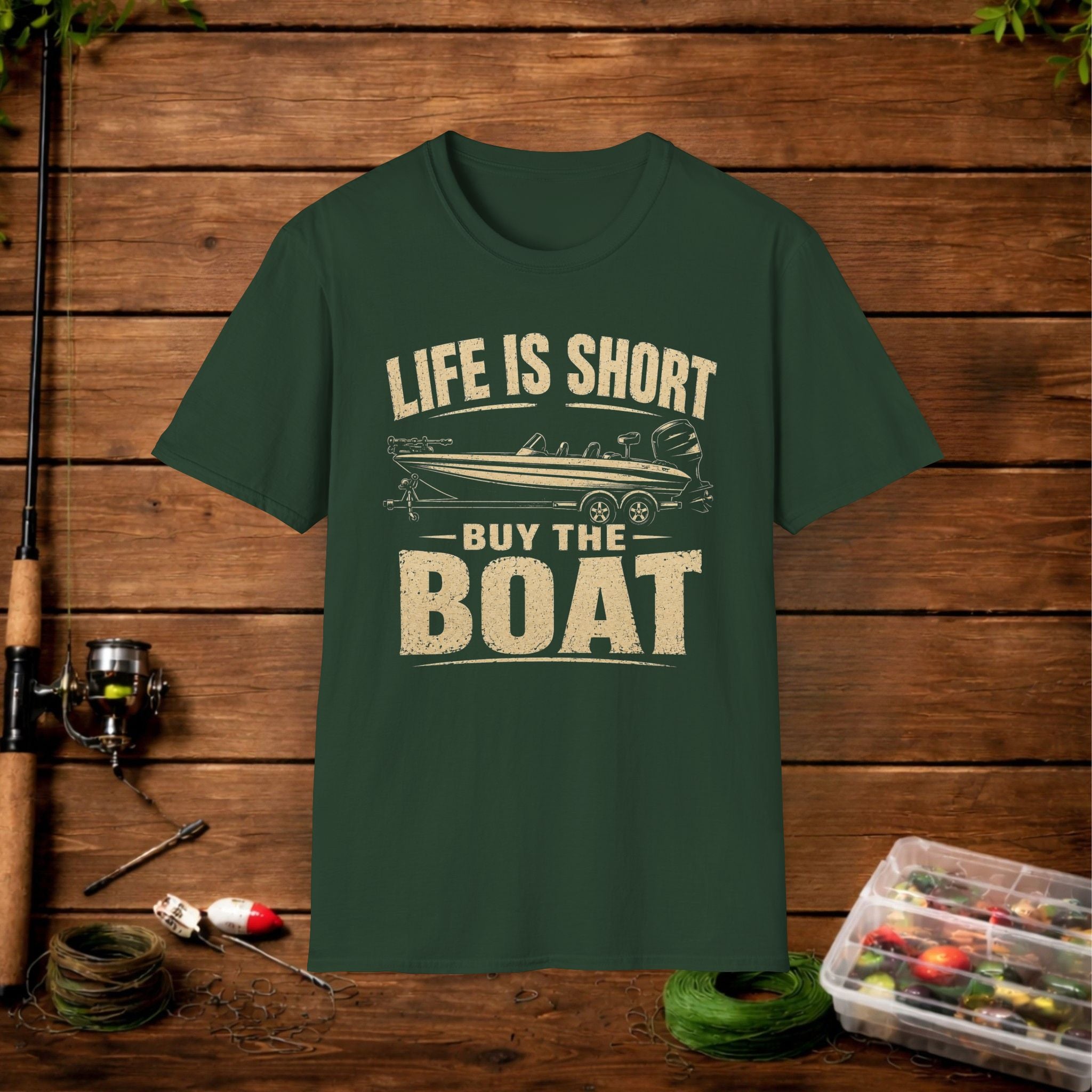 Boat T‑Shirt — "Life Is Short, Buy The Boat" Vintage Fishing Tee