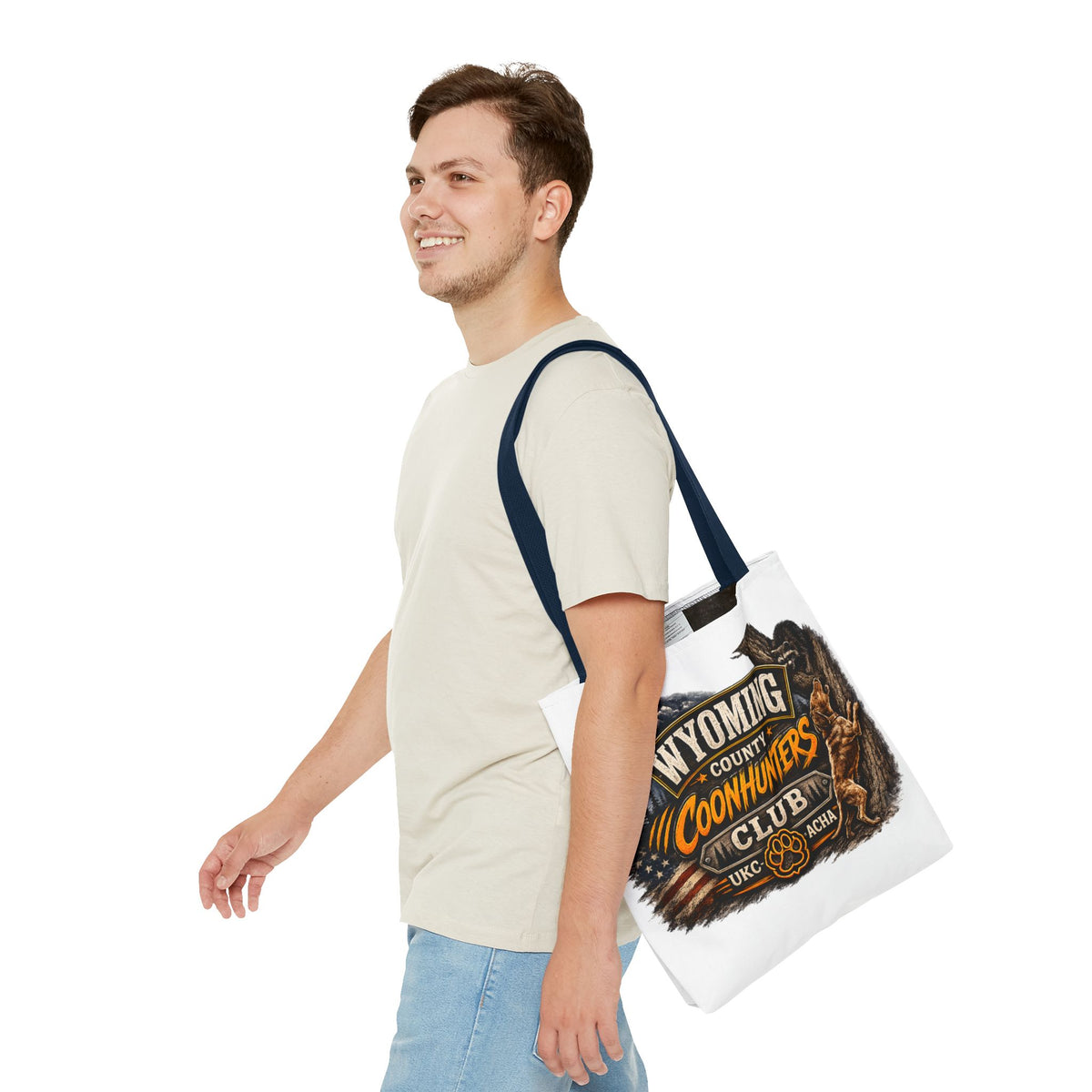 Coonhunters Club Wyoming Tote Bag — Vintage Hunting Patch Design