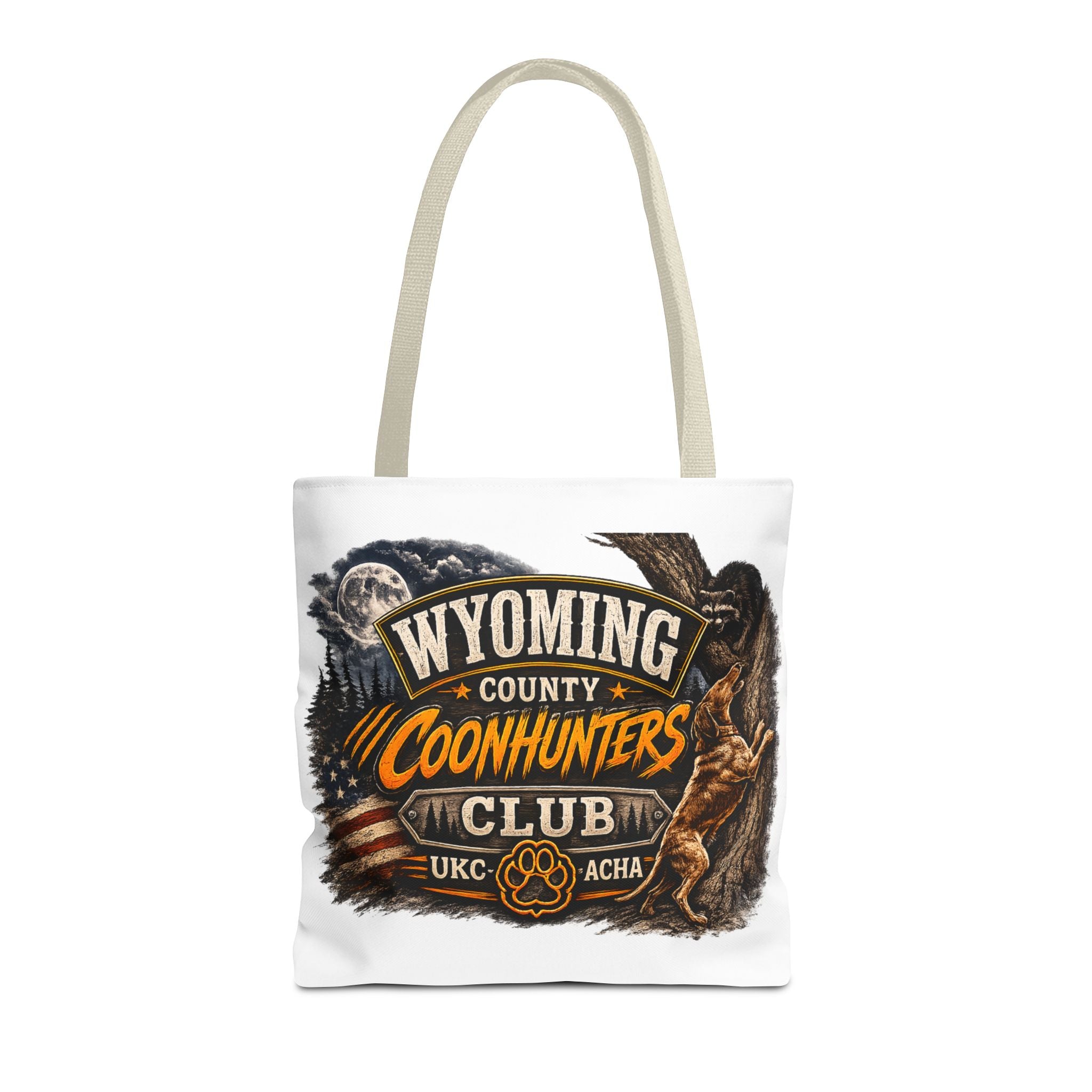 Coonhunters Club Wyoming Tote Bag — Vintage Hunting Patch Design