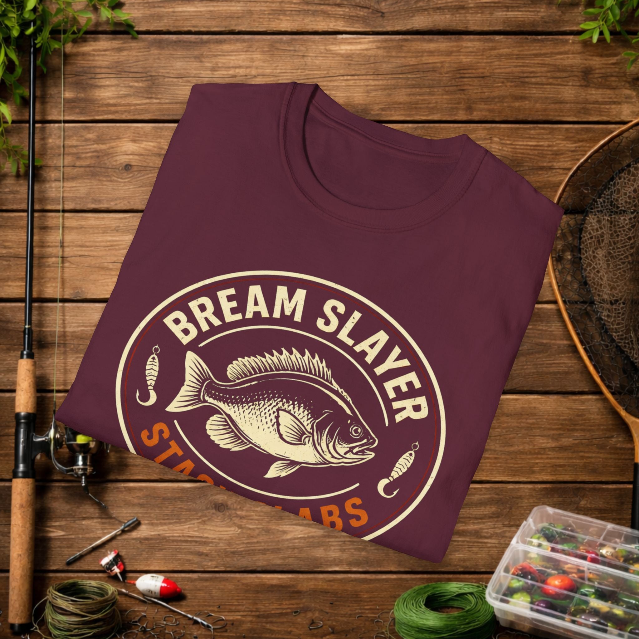 Bream Slayer Shirt – Stack Slabs Fishing Tee – Panfish Angler Badge Shirt – Crappie & Bluegill Fishing Shirt