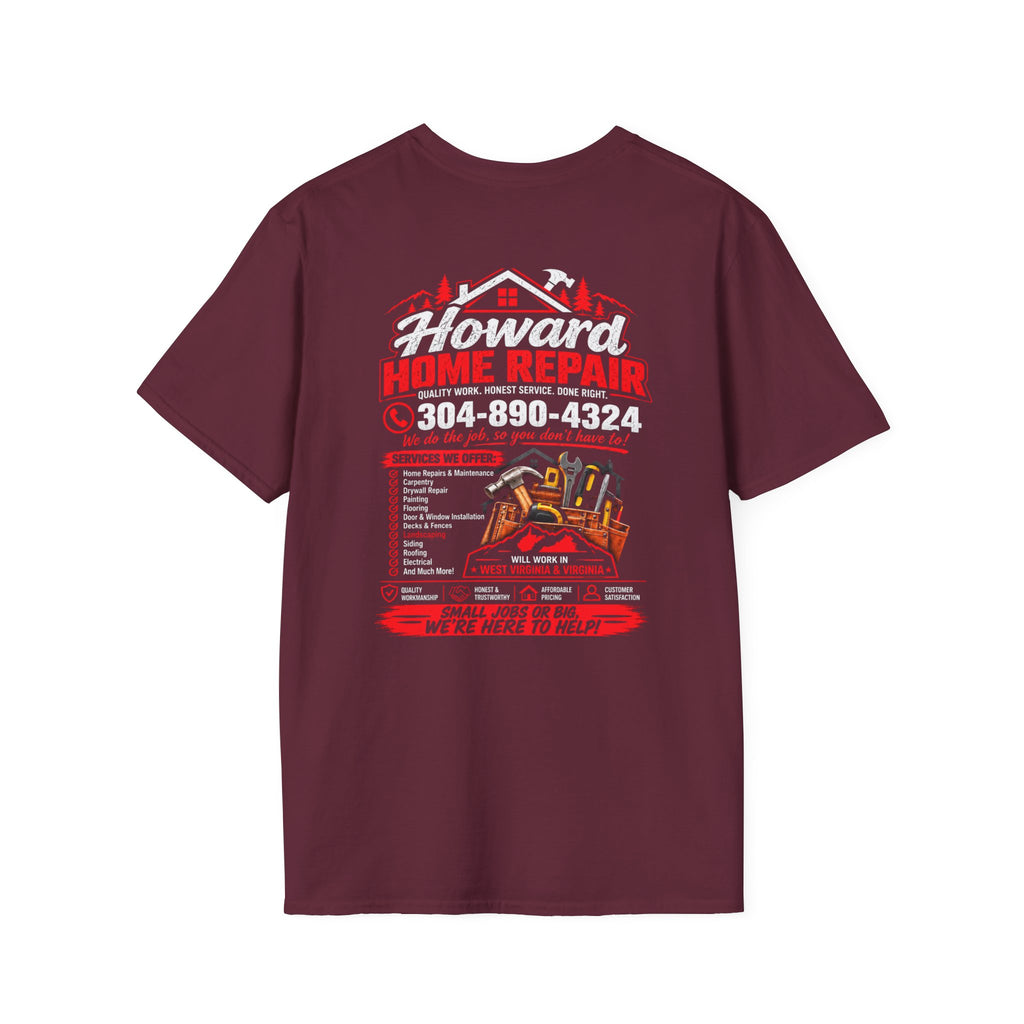 Home Repair T-Shirt — Howard Home Repair Crew Tee with Phone Number
