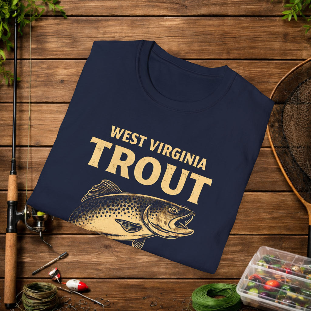 West Virginia Trout Slayer Shirt – Appalachian Fishing Tee – WV Trout Angler Design