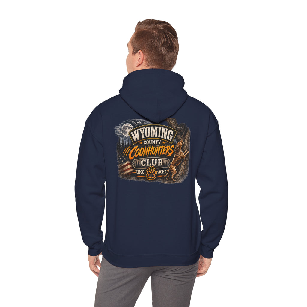 Wyoming Coonhunters Club Hoodie – Dual print badge front/banner back