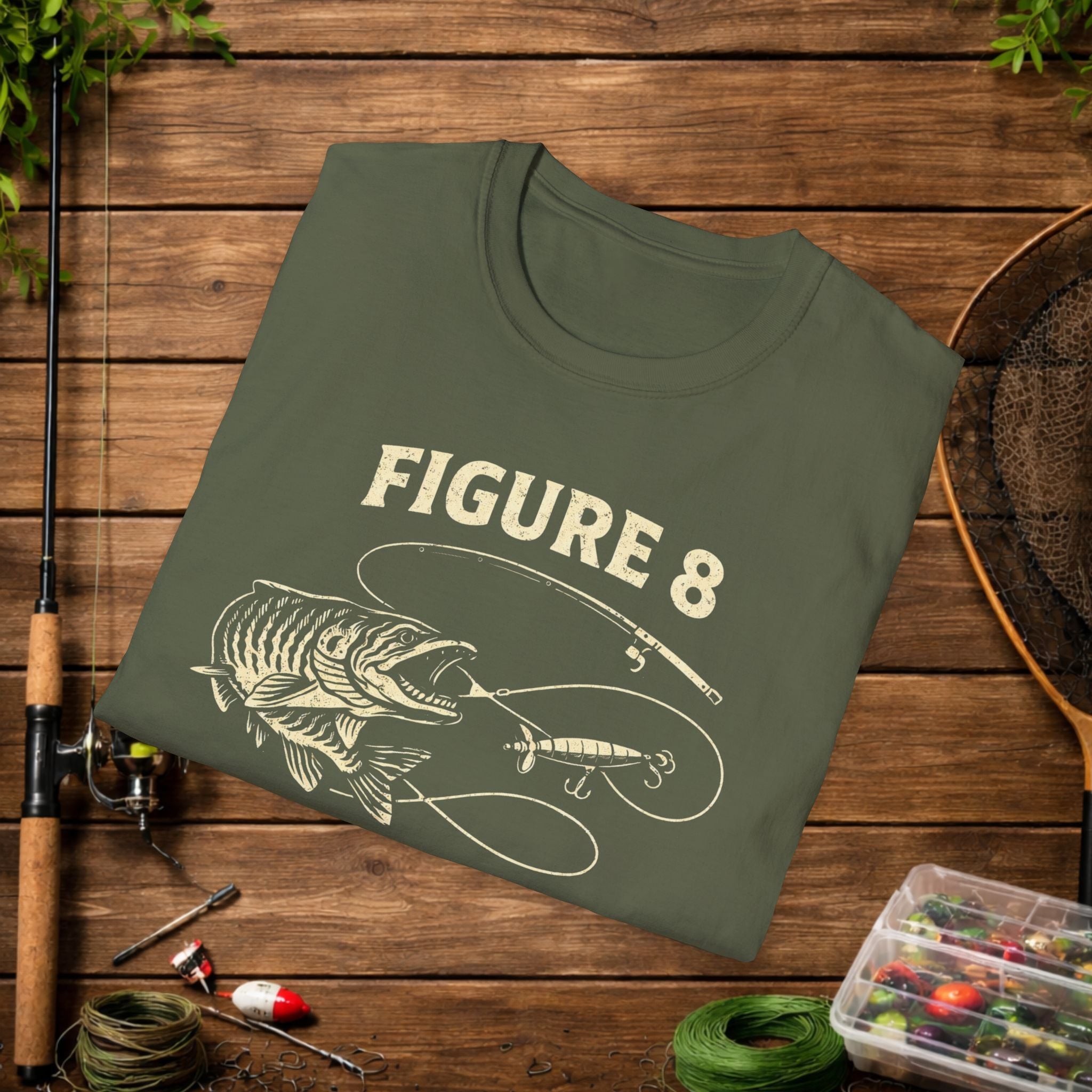 Figure 8 Musky Shirt – Musky Fishing Tee – Muskellunge Angler Apparel – Vintage Fishing Design