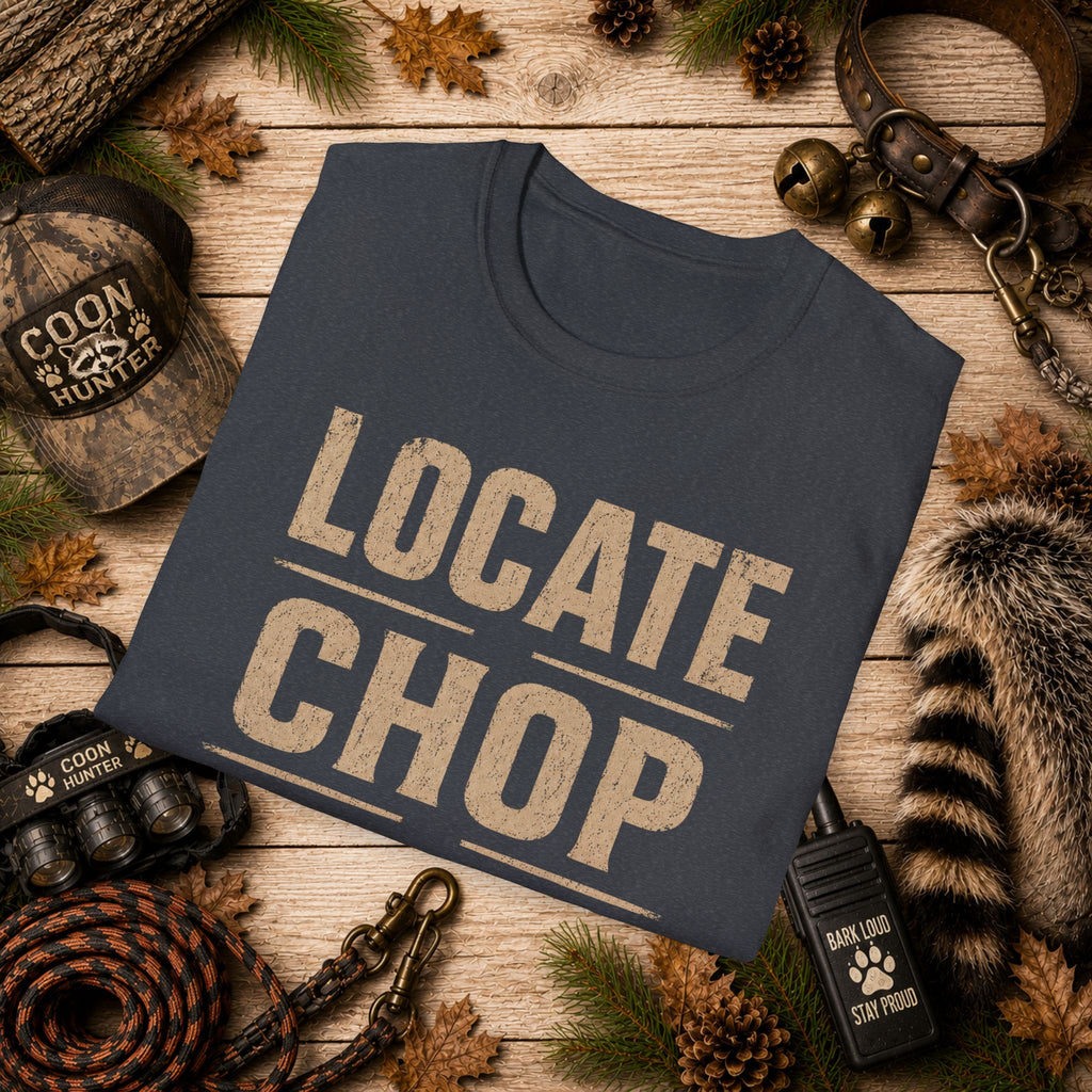 Locate Chop Tree Coon Hunting T-Shirt | Vintage Houndsman Graphic Tee | Wild Wonderful Wear