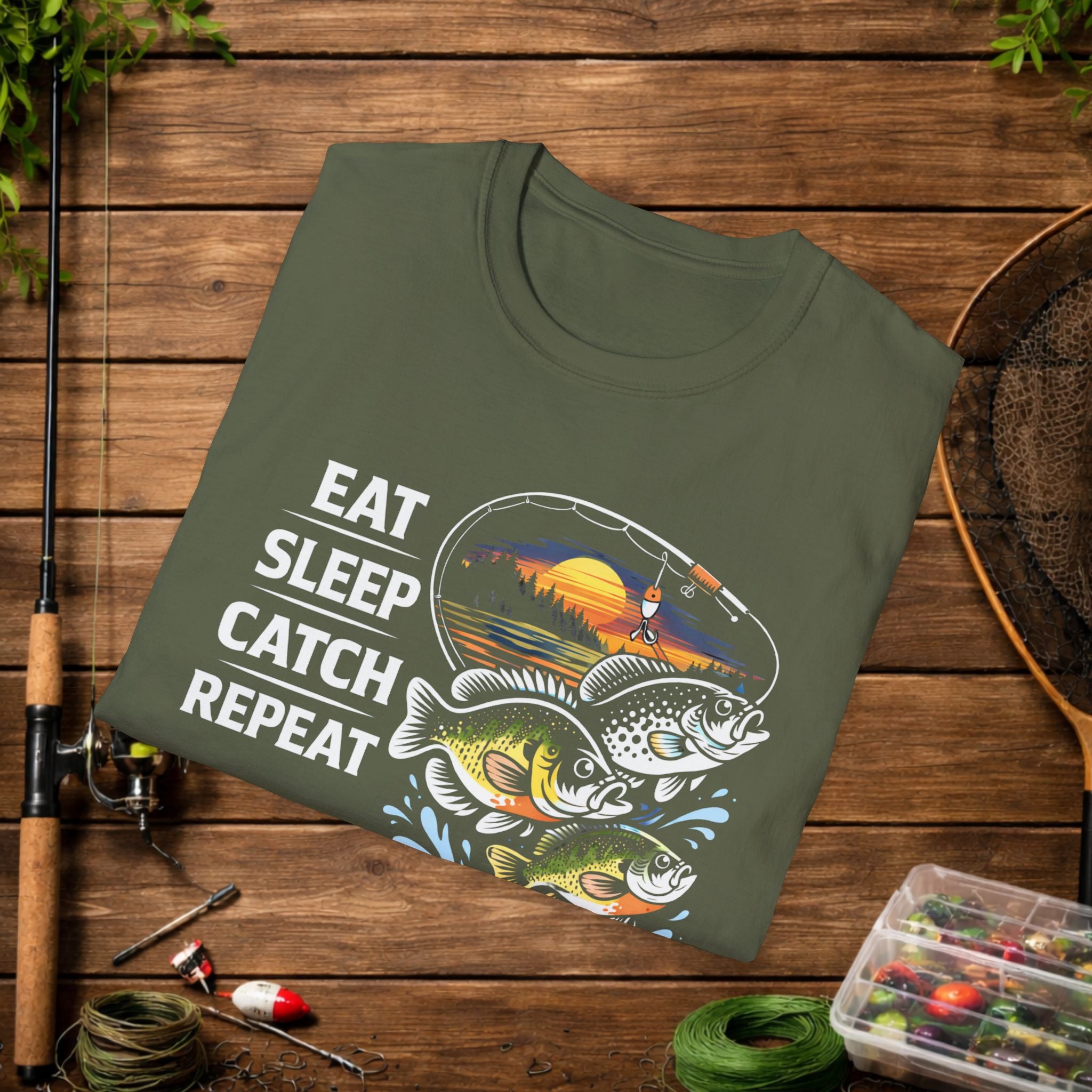 Eat Sleep Catch Repeat Panfish Fishing T-Shirt – Bluegill Crappie Sunfish Angler Tee