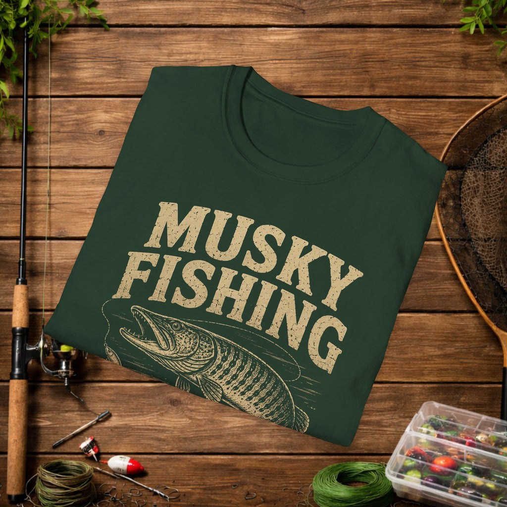 Musky Fishing T-Shirt – "Where 'Follows' Count As Success" Vintage Angler Tee
