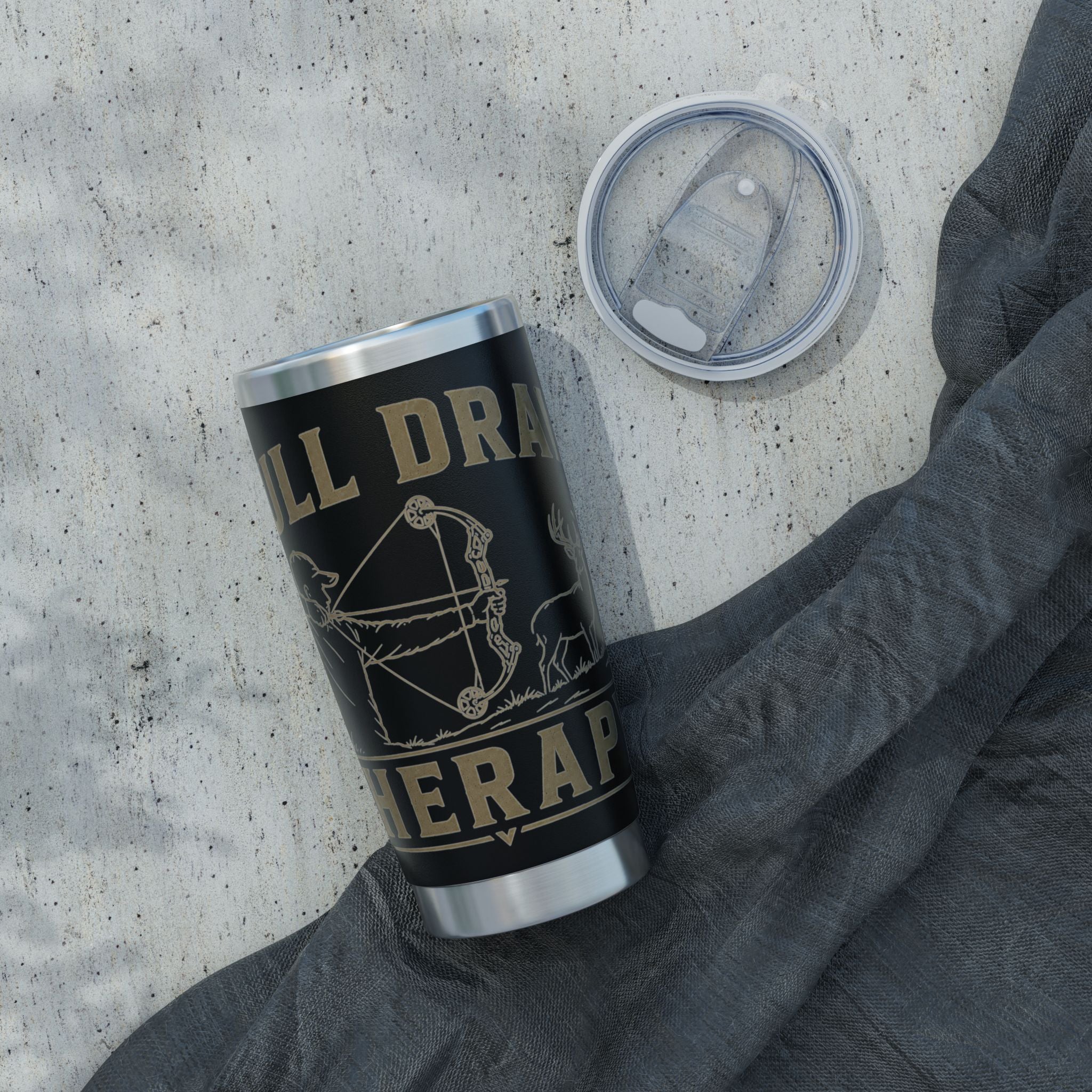 20oz Tumbler — 'Full Draw' Bow Hunting Travel Mug (Insulated Stainless Steel)