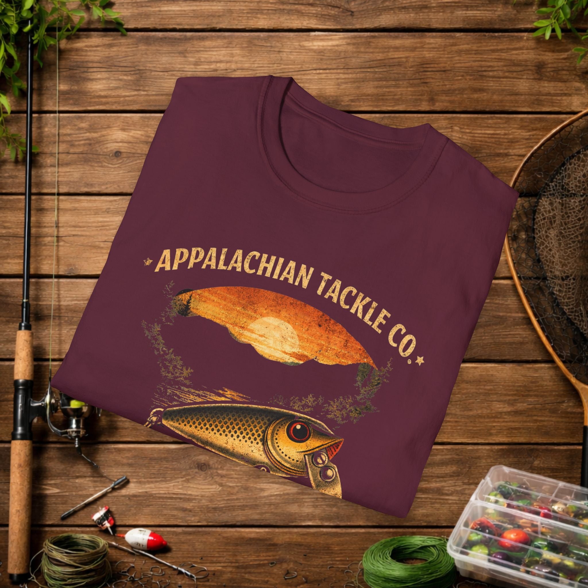 Appalachian Tackle Co Creek Chub Shirt – Vintage Fishing Lure Tee – Old School Bass Fishing Shirt – Mountain Stream Apparel