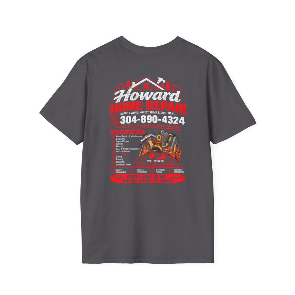Home Repair T-Shirt — Howard Home Repair Crew Tee with Phone Number