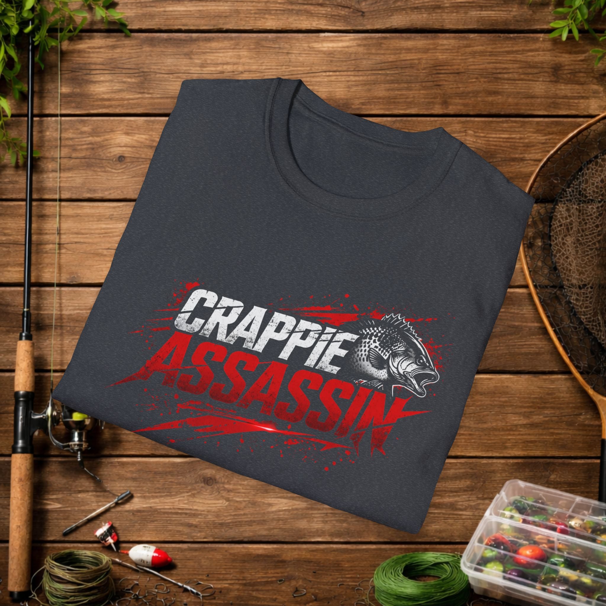 Crappie Assassin T-Shirt — Bold Angler Graphic for Crappie Fishermen