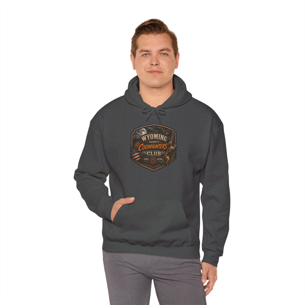 Wyoming Coonhunters Club Hoodie – Dual print badge front/banner back