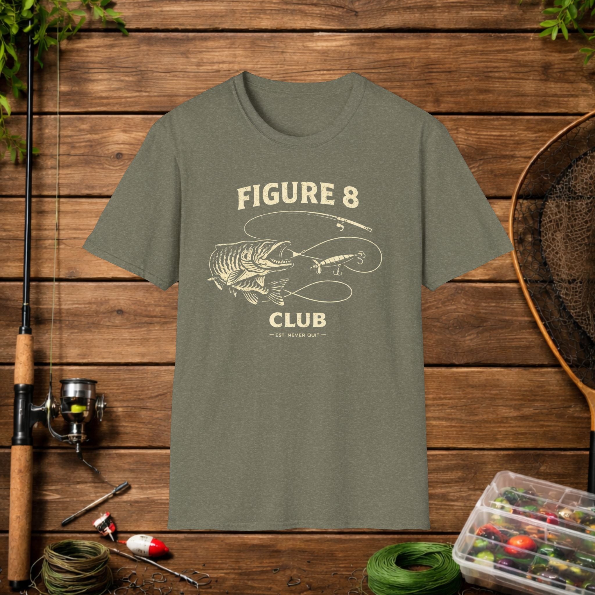 Figure 8 Musky Shirt – Musky Fishing Tee – Muskellunge Angler Apparel – Vintage Fishing Design
