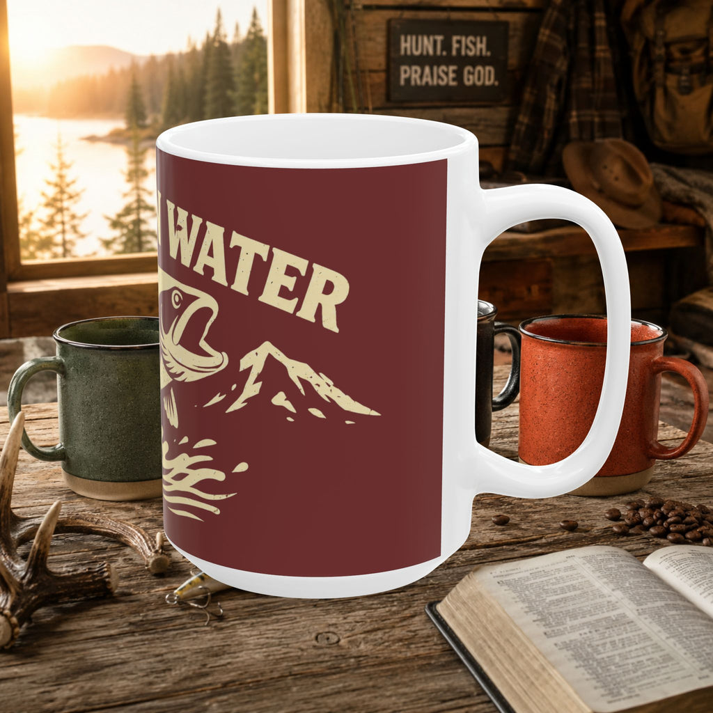 Mountain Water Vintage Trout Fishing Ceramic Mug – Angler Coffee Cup | Gift for Fishermen | 11oz & 15oz