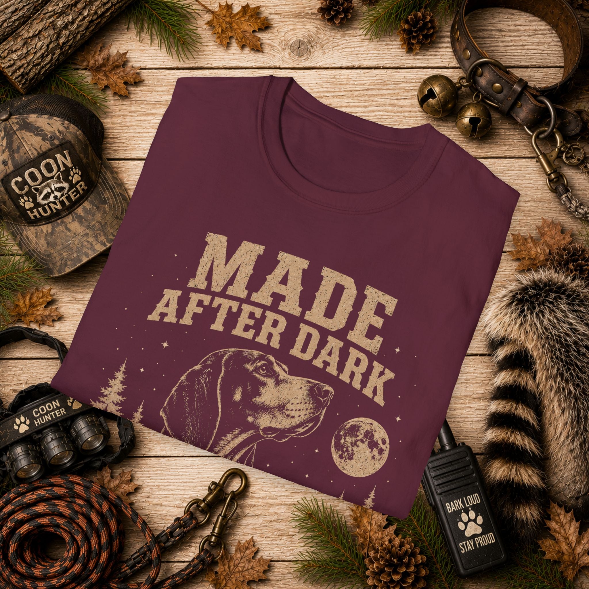 Made After Dark Coonhunter T-Shirt | Vintage Night Hunting Coonhound Tee | Wild Wonderful Wear
