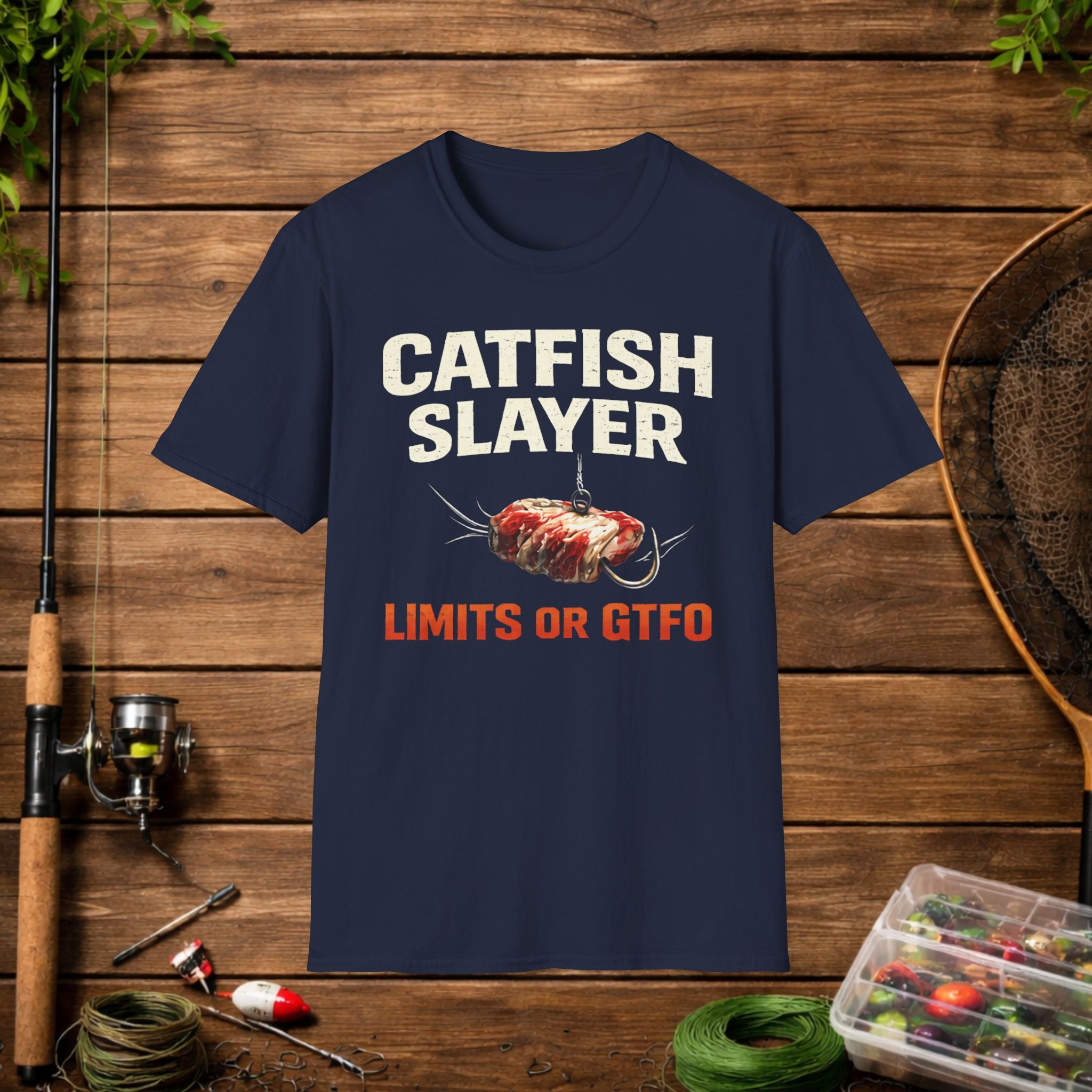Catfish Slayer Shirt – Limits or GTFO Fishing Tee – Catfishing Angler Shirt – Funny Catfish Fishing Shirt