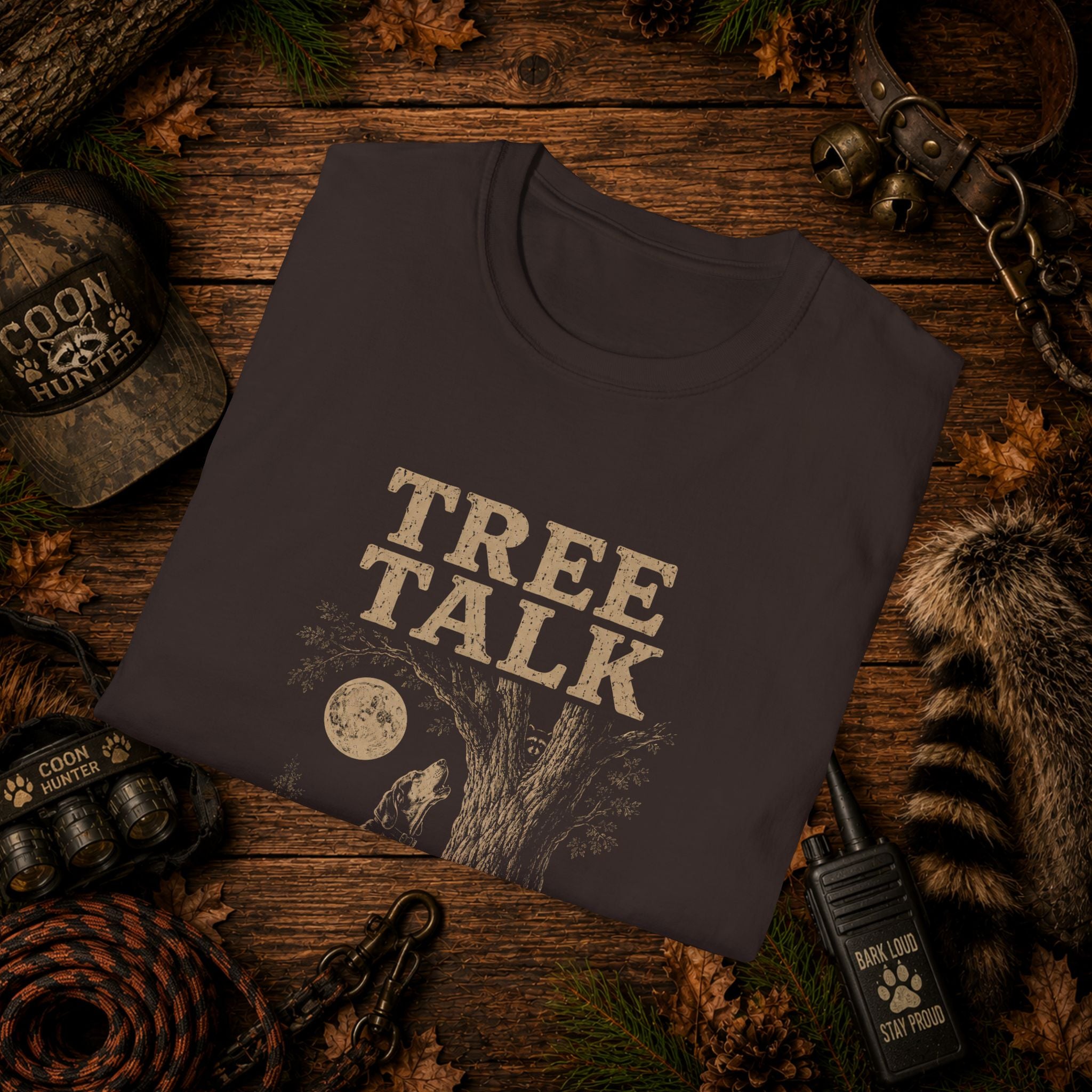Tree Talk Coon Hunting T-Shirt | "He's Up There" Houndsman Tee | Wild Wonderful Wear
