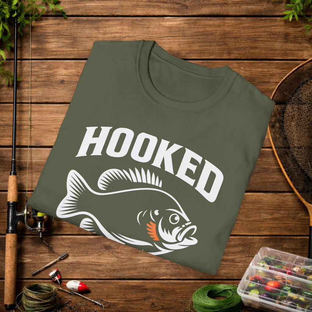 Hooked On Gills Bluegill Fishing T-Shirt – Panfish Angler Graphic Tee