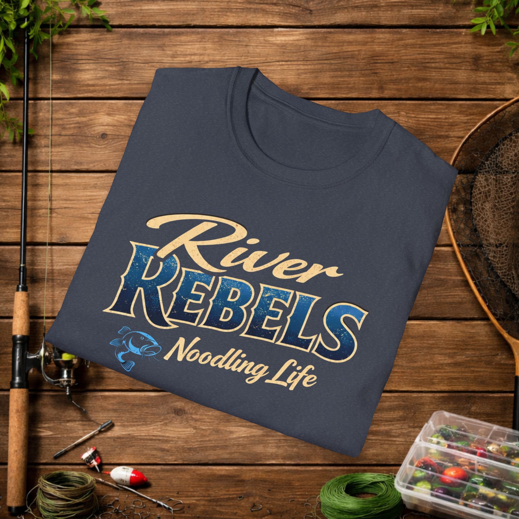 River Rebels Noodling Life Shirt – Catfish Noodling Tee – River Life Fishing Shirt – Southern Outdoor Apparel