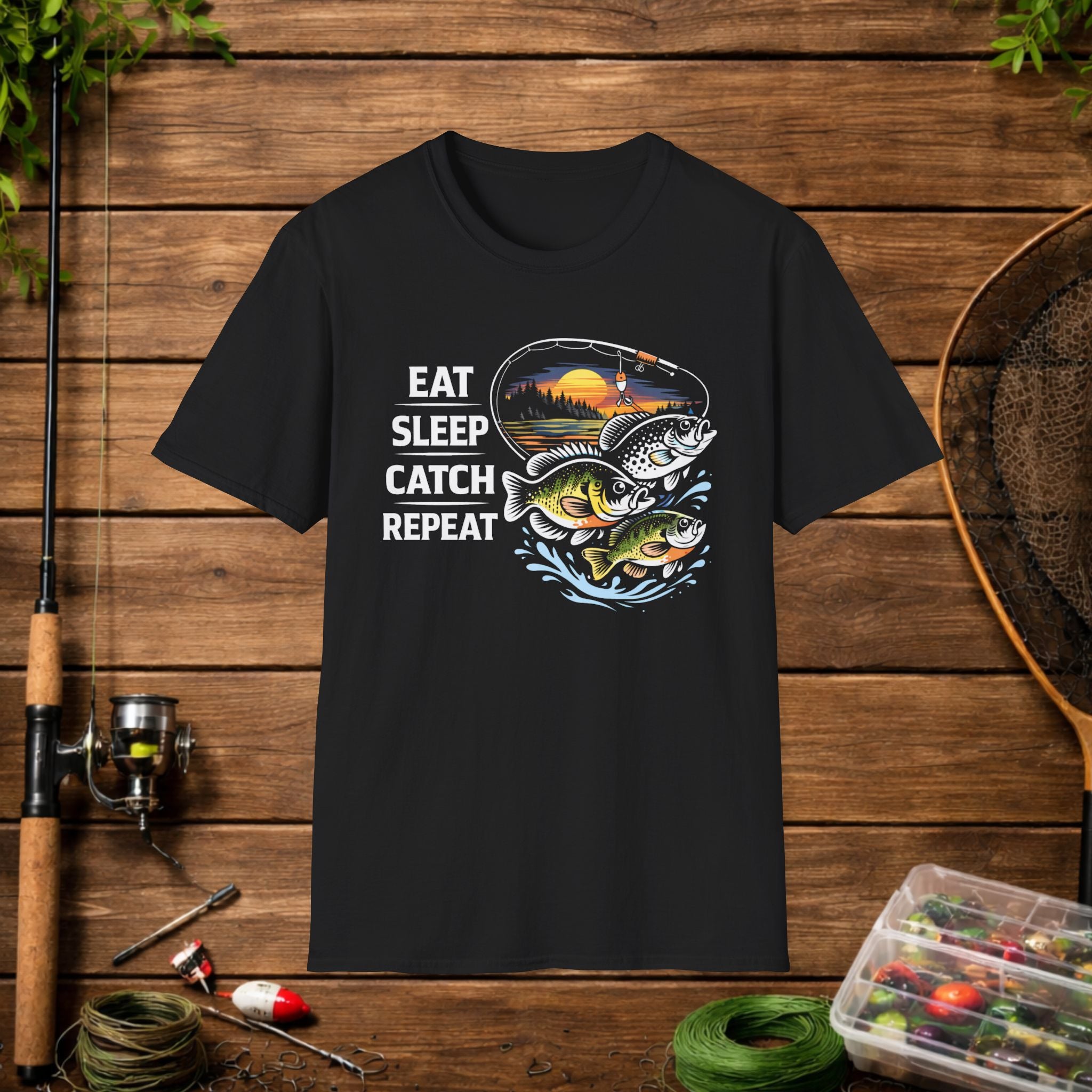 Eat Sleep Catch Repeat Panfish Fishing T-Shirt – Bluegill Crappie Sunfish Angler Tee