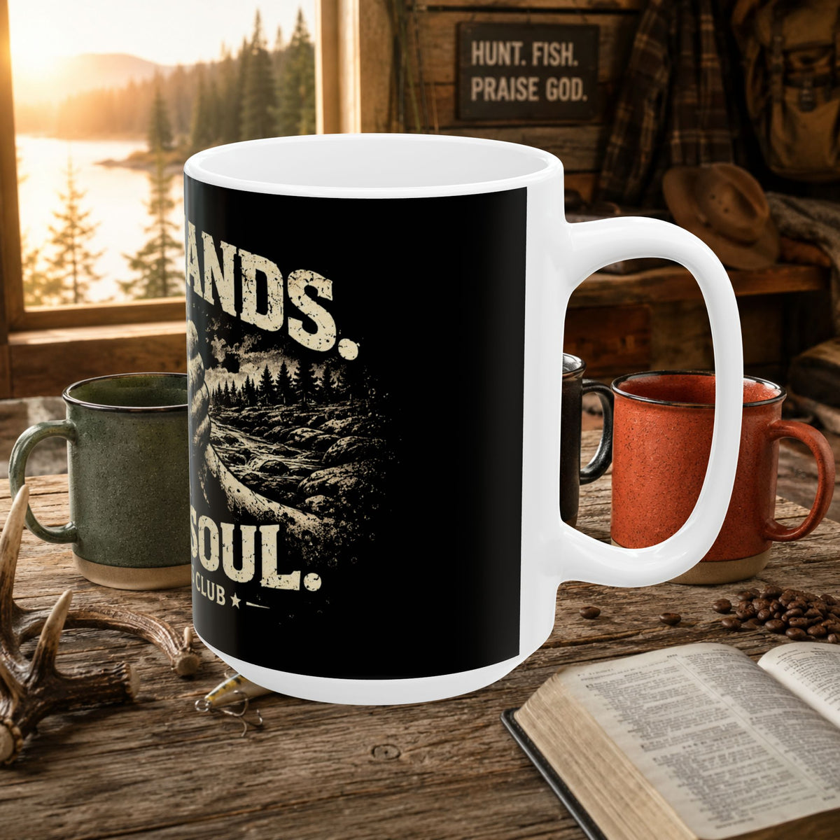 Dirty Hands Clean Soul Ceramic Mug | Rustic Fishing & Outdoor Coffee Cup