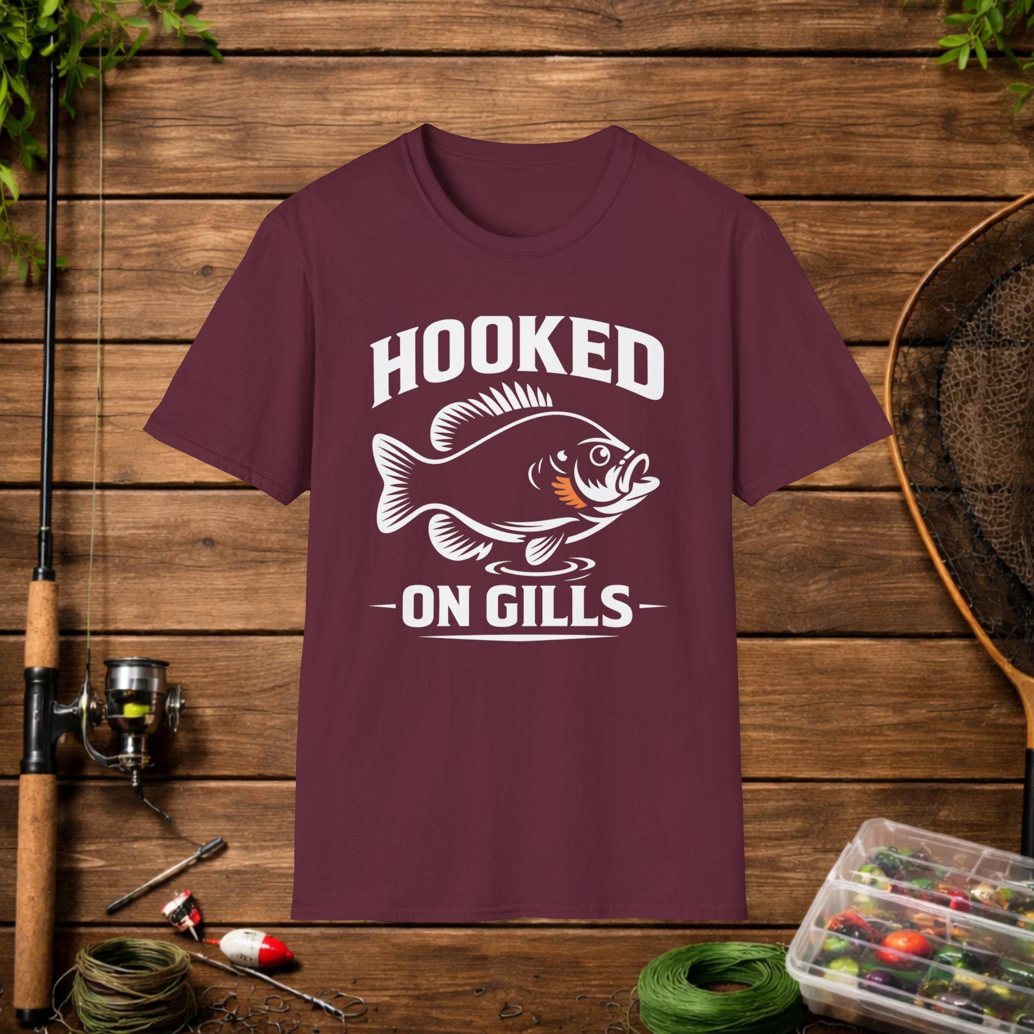 Hooked On Gills Bluegill Fishing T-Shirt – Panfish Angler Graphic Tee