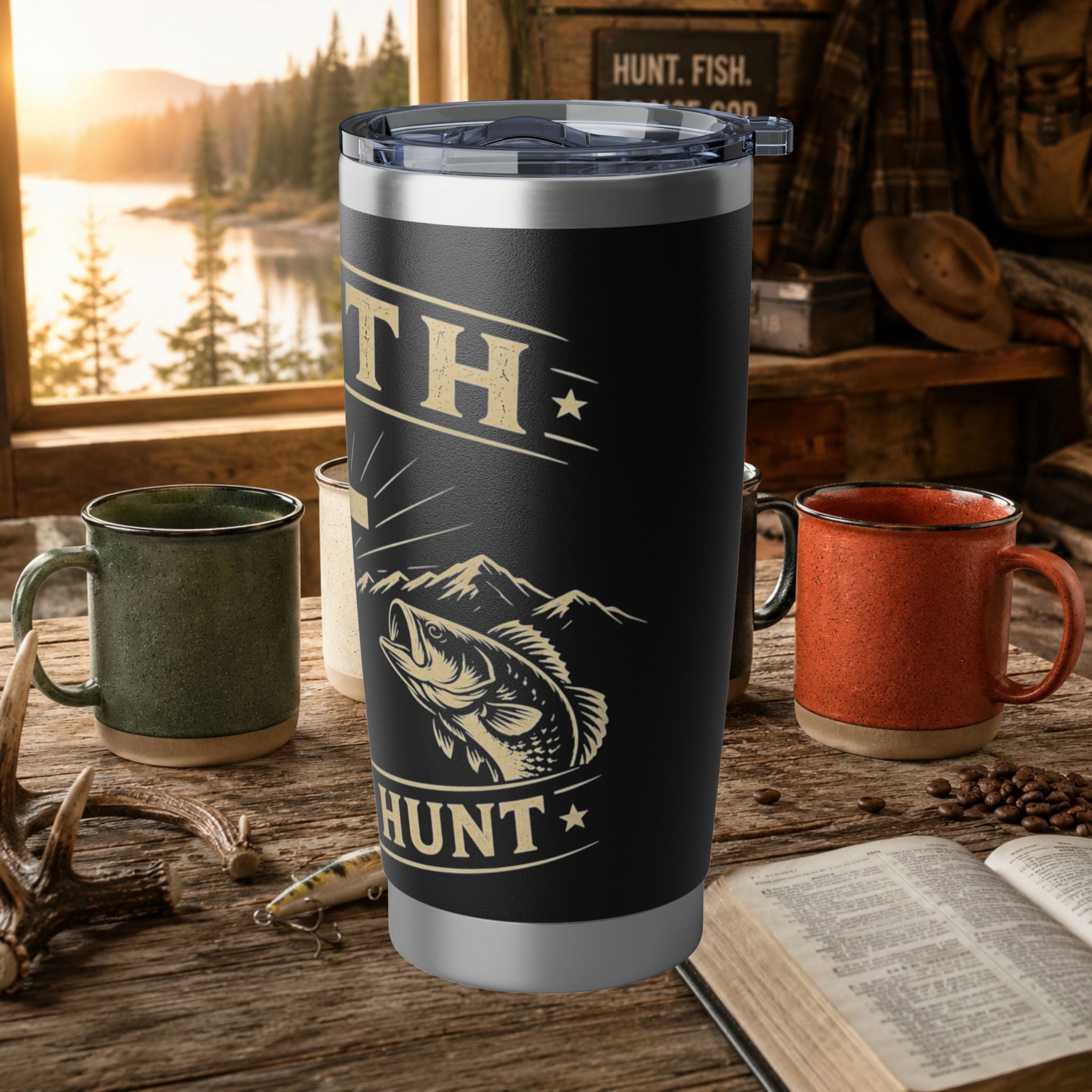 Faith Hunt Fish Vagabond 20oz Tumbler — Religious Hunting & Fishing Insulated Travel Mug