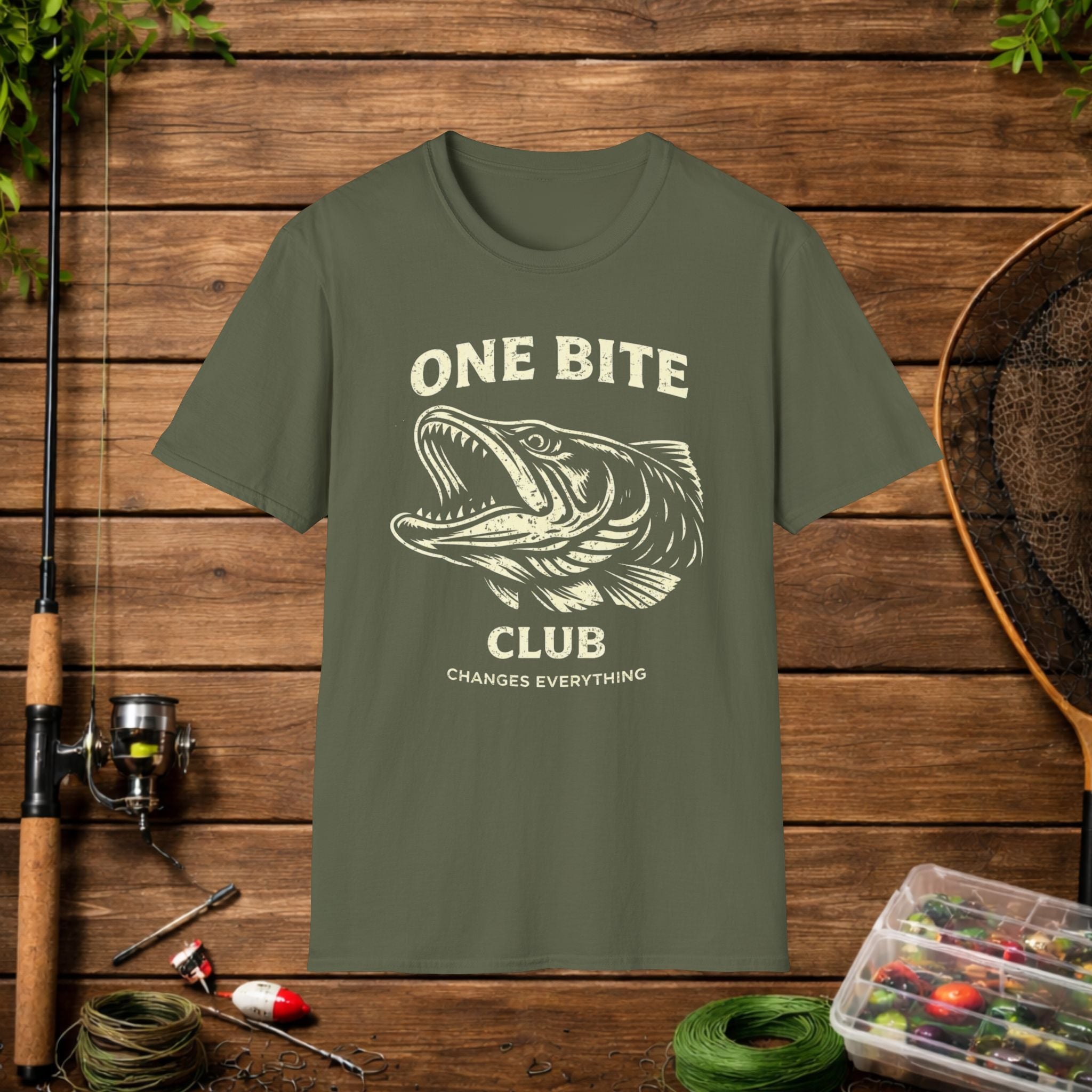 One Bite Musky Shirt – Muskellunge Fishing Tee – Musky Angler Apparel – Vintage Fishing Design