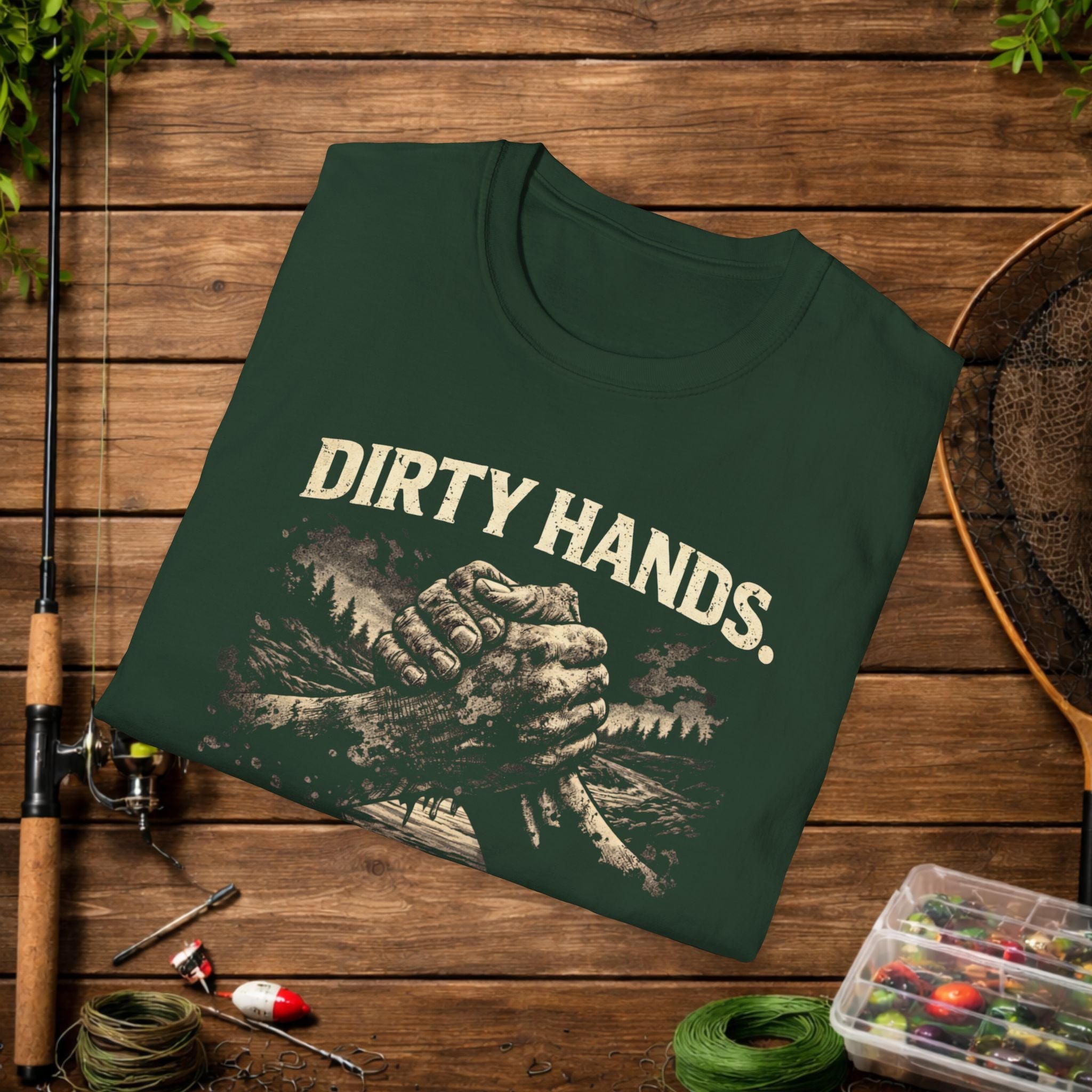 Dirty Hands Clean Soul Shirt – River Rebels Club Tee – Outdoor Fishing Lifestyle Shirt – Rustic Country Apparel