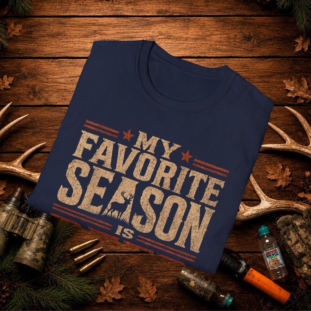 Deer Season T‑Shirt — "My Favorite Season Is Deer Season" Rustic Hunting Tee