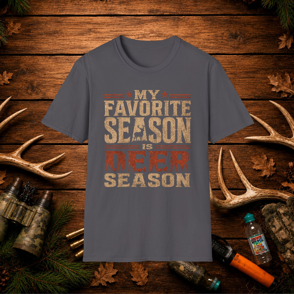 Deer Season T‑Shirt — "My Favorite Season Is Deer Season" Rustic Hunting Tee