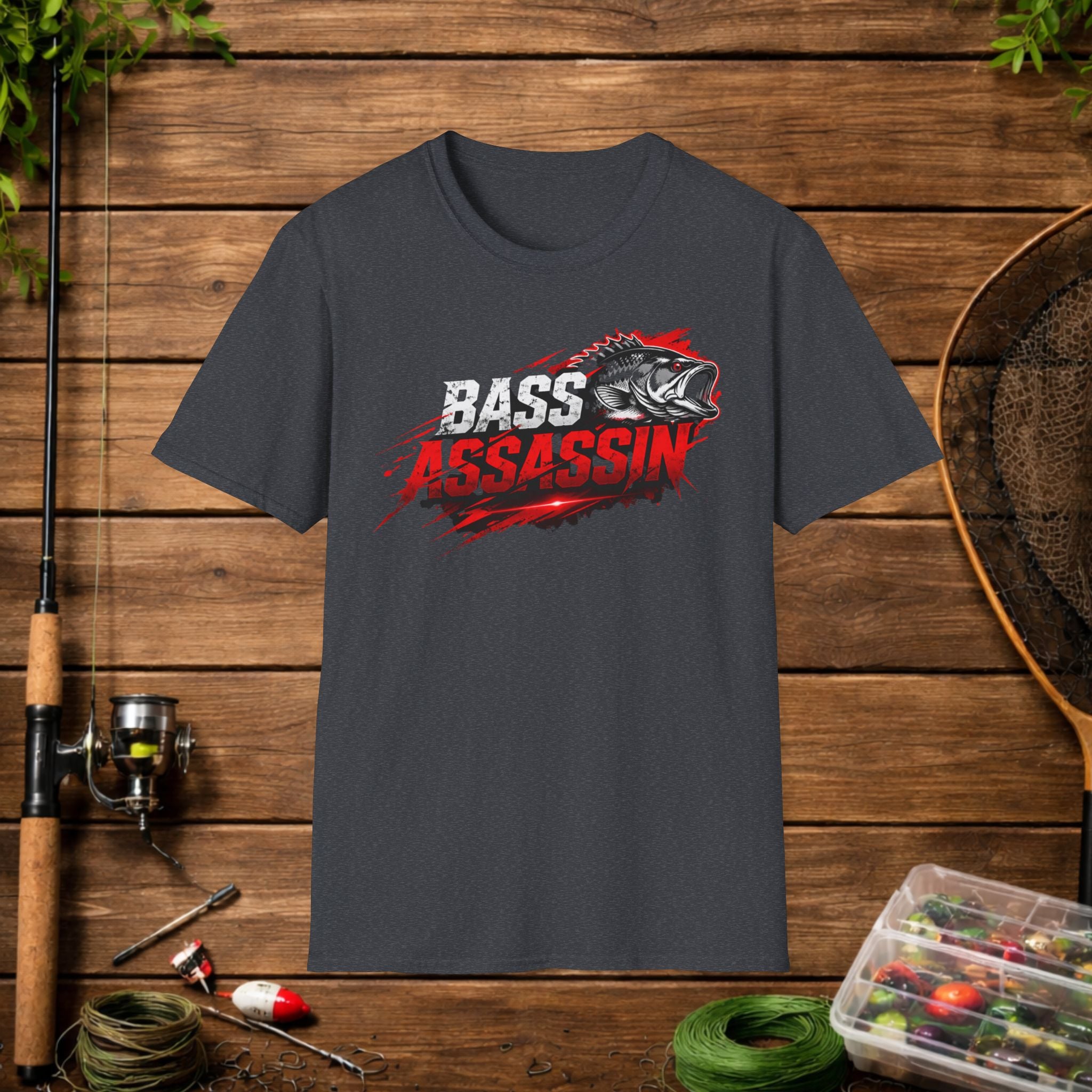 Bass Assassin Fishing Shirt – Funny Bass Fisherman Tee – Largemouth & Smallmouth Bass Fishing Apparel – Angler Gift