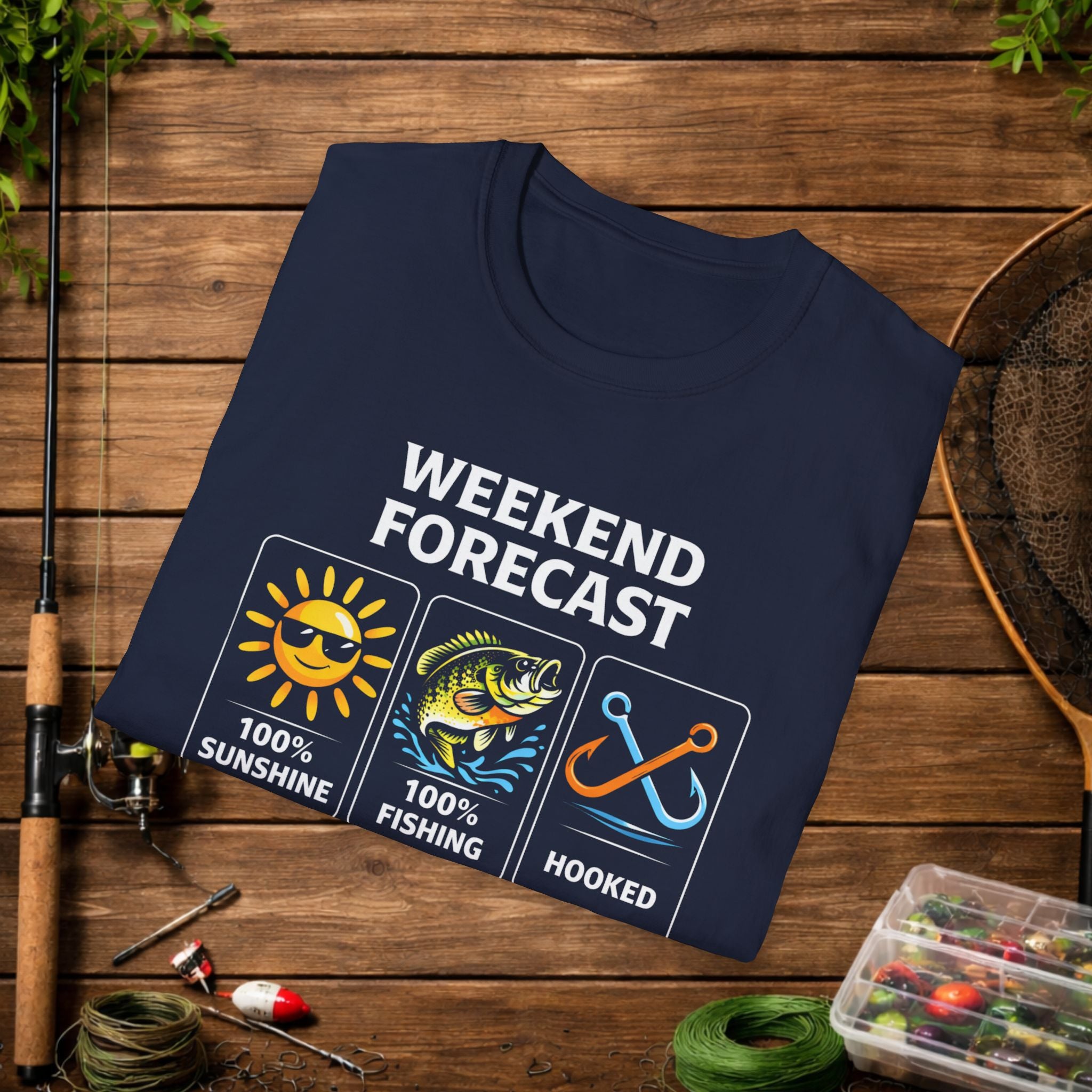 Weekend Forecast Fishing Shirt – Funny Fishing Weather Graphic Tee