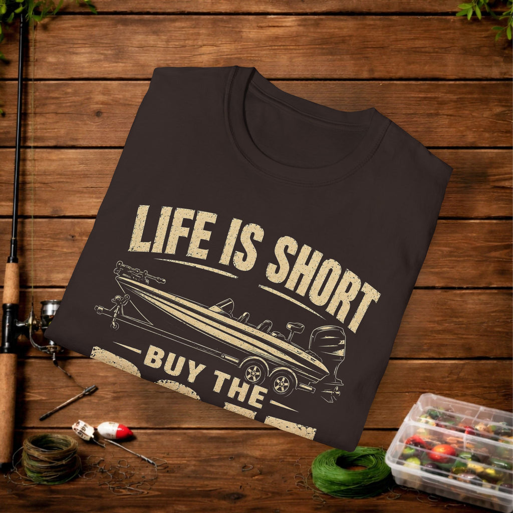 Boat T‑Shirt — "Life Is Short, Buy The Boat" Vintage Fishing Tee